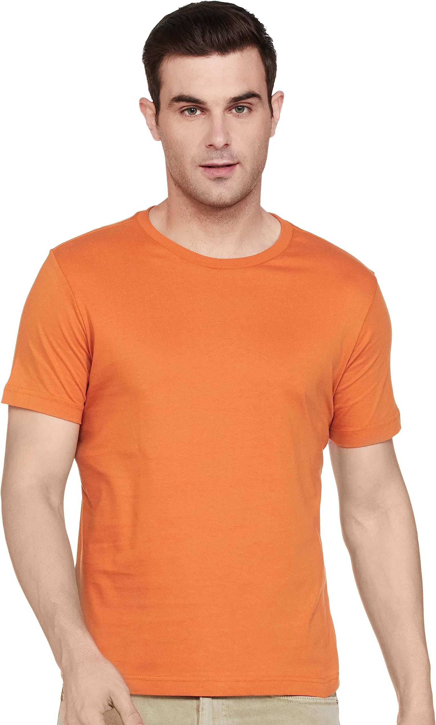 Amazon Brand - SymbolMen's Solid Cotton T Shirt | Round Neck | Half Sleeve | Plain-Regular Fit (Available in Plus Size)