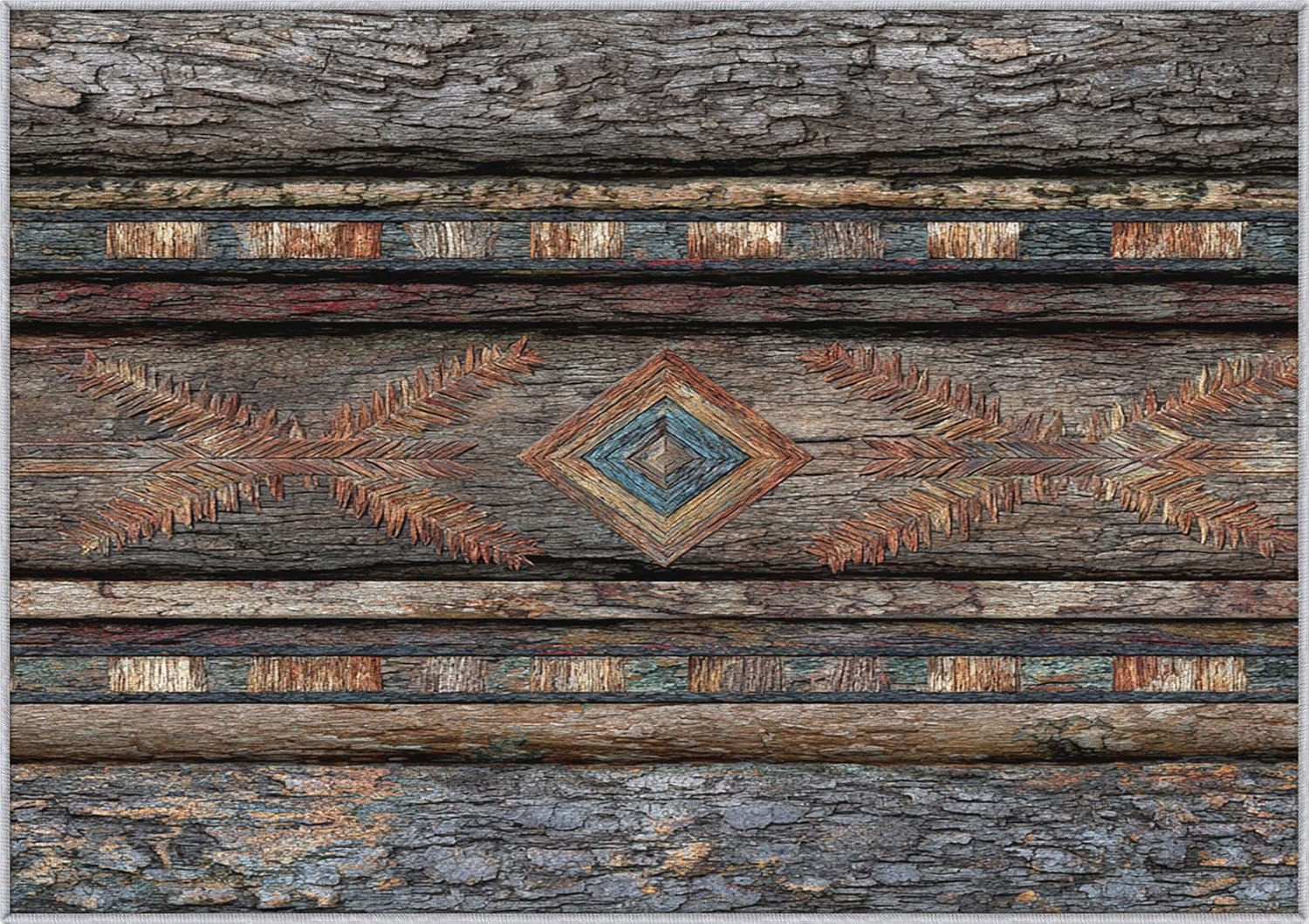 Rustic Rug 5x6 Bedroom Aztec Tribal Ethnic Pattern Washable Area Rugs for Living Room Rustic Home Decor Non
