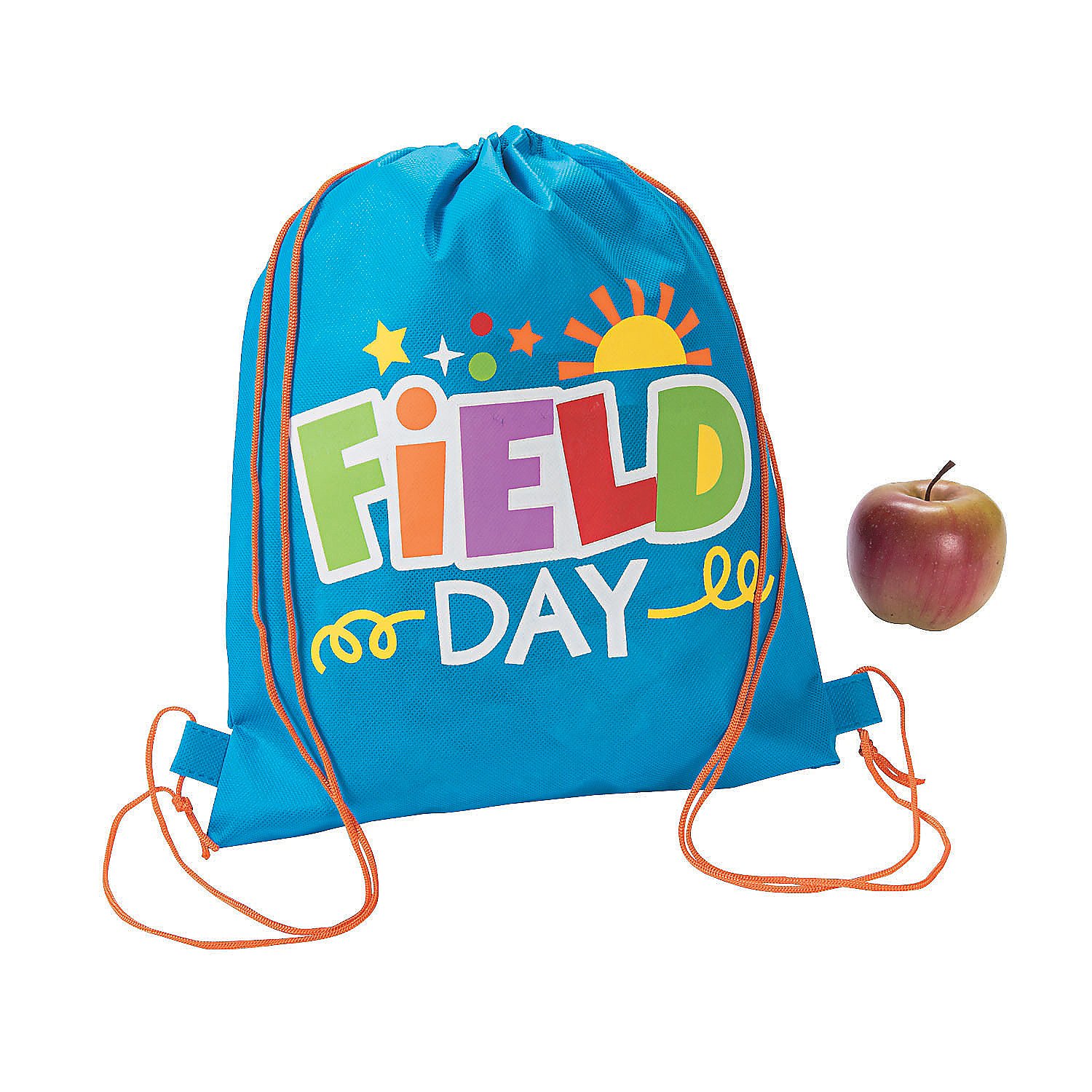 Fun Express - Field Day Drawstring Backpacks - Apparel Accessories - Totes - Novelty Totes - 12 Pieces Multicolored