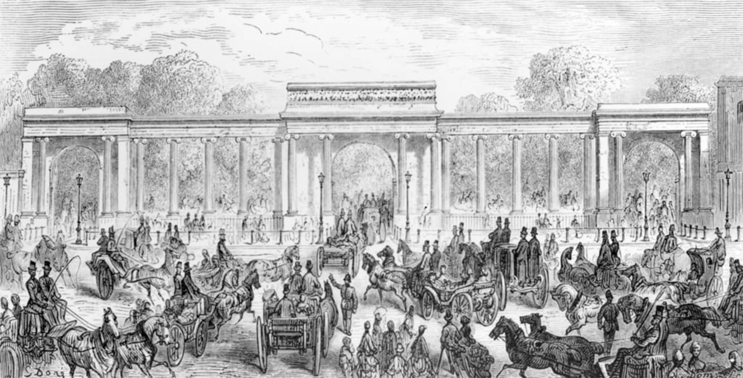 SERENDIPITP Vintage Wall Art Canvas Nordic Poster Canvas Print Picture the Entrance to Hyde Park by Gustave Dore Wall Art Poster for Home Decor 60x90cm