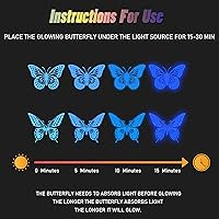 Vista 6 de SAOROPEB - Calcomanía 3D de mariposa que brilla en la oscuridad, 24 unidades, 3 tamaños, para decorar techo o pared, suministros de fiesta