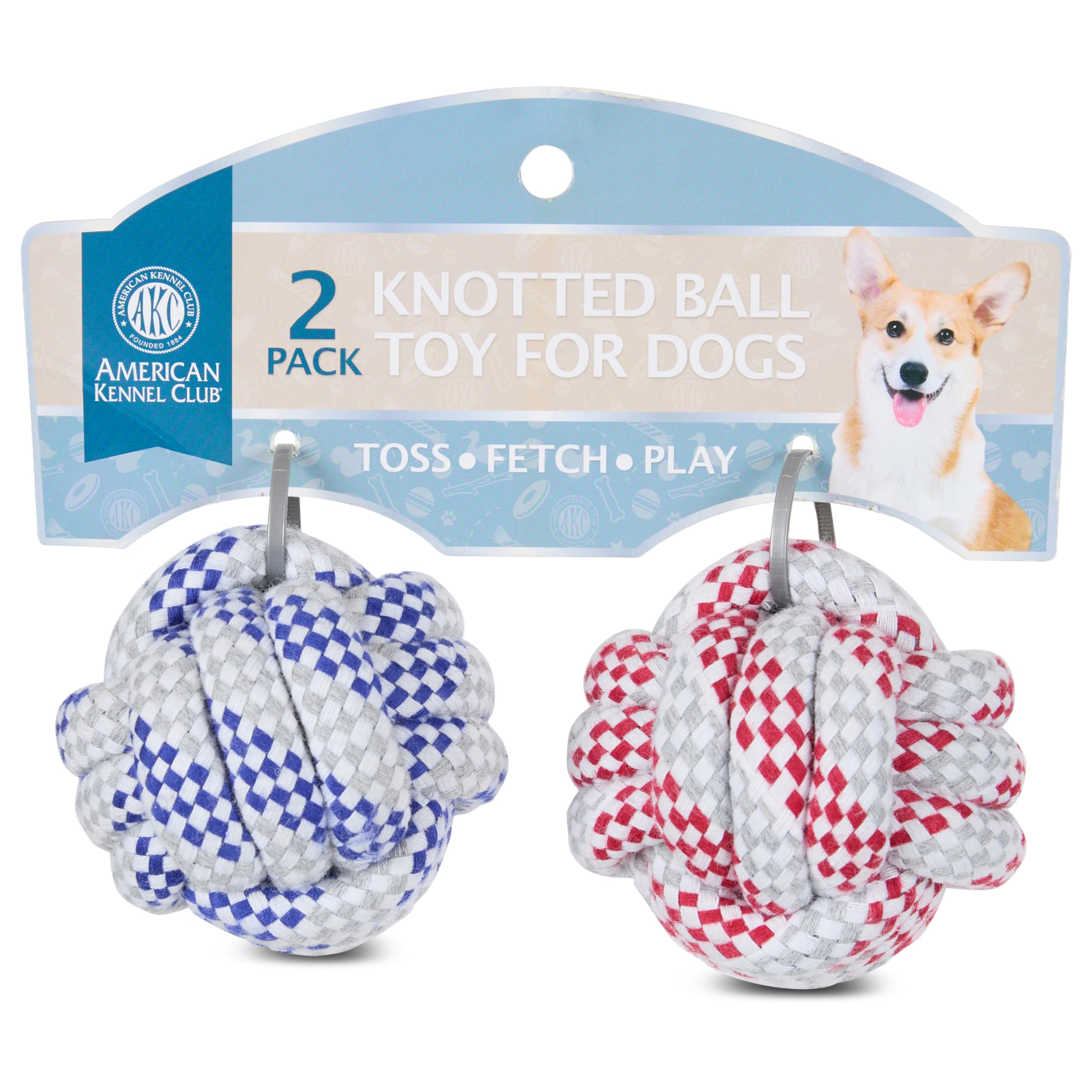 AKC Rope Dog Toys – Durable Tug & Chew Set for Medium to Large Dogs – Flossing Cotton Rope with Tennis Balls, Loops & Rings – Interactive Dog Toy Set for Teeth Cleaning & Tug-of-War