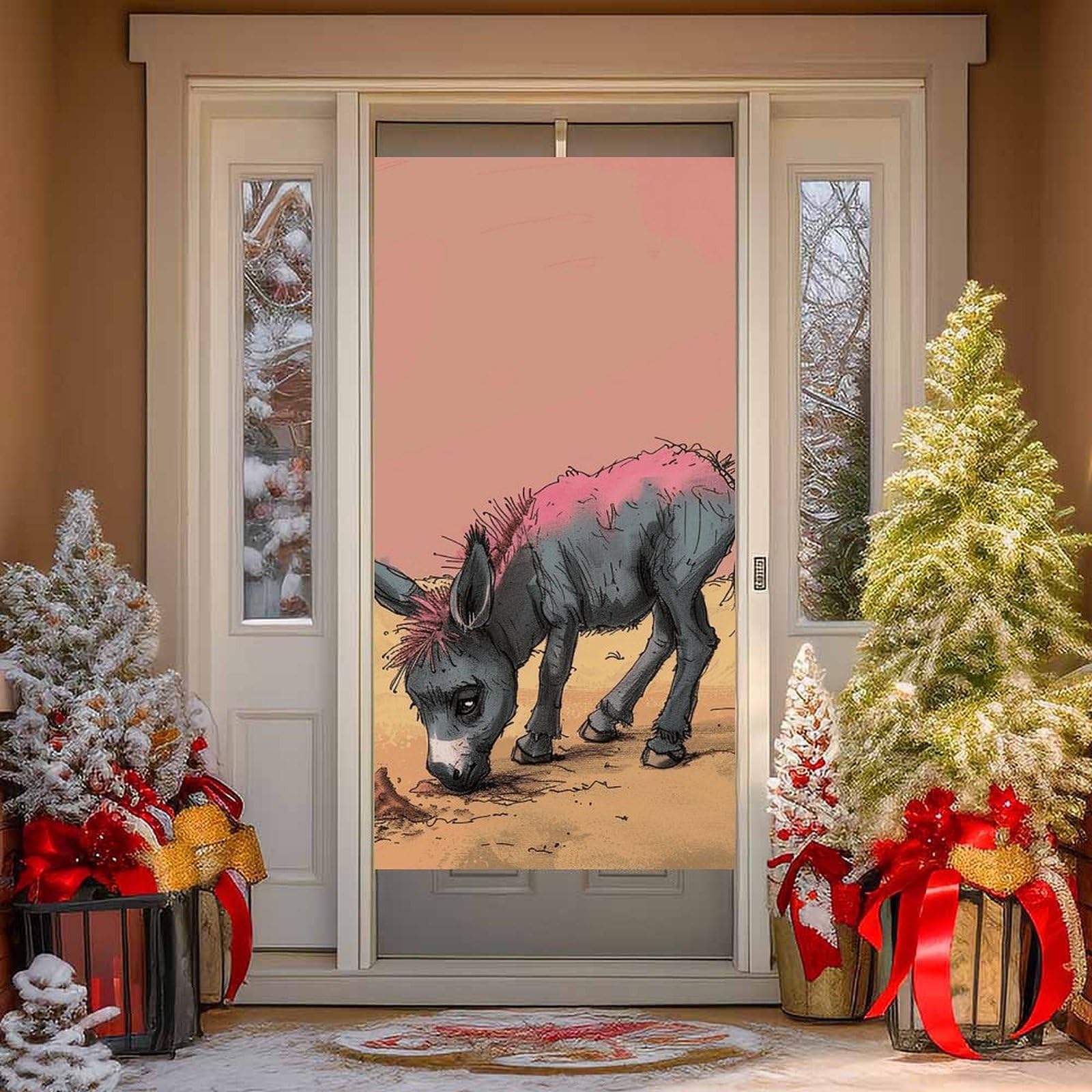 NTVOWPZO Donkey Eats Sand Door Curtains for Doorway Privacy Dividers Door Banner Blackout Curtains Fabric Door Window Curtain for Home Bedroom Kitchen Decor 35.4x70.9 in Decorative Banner