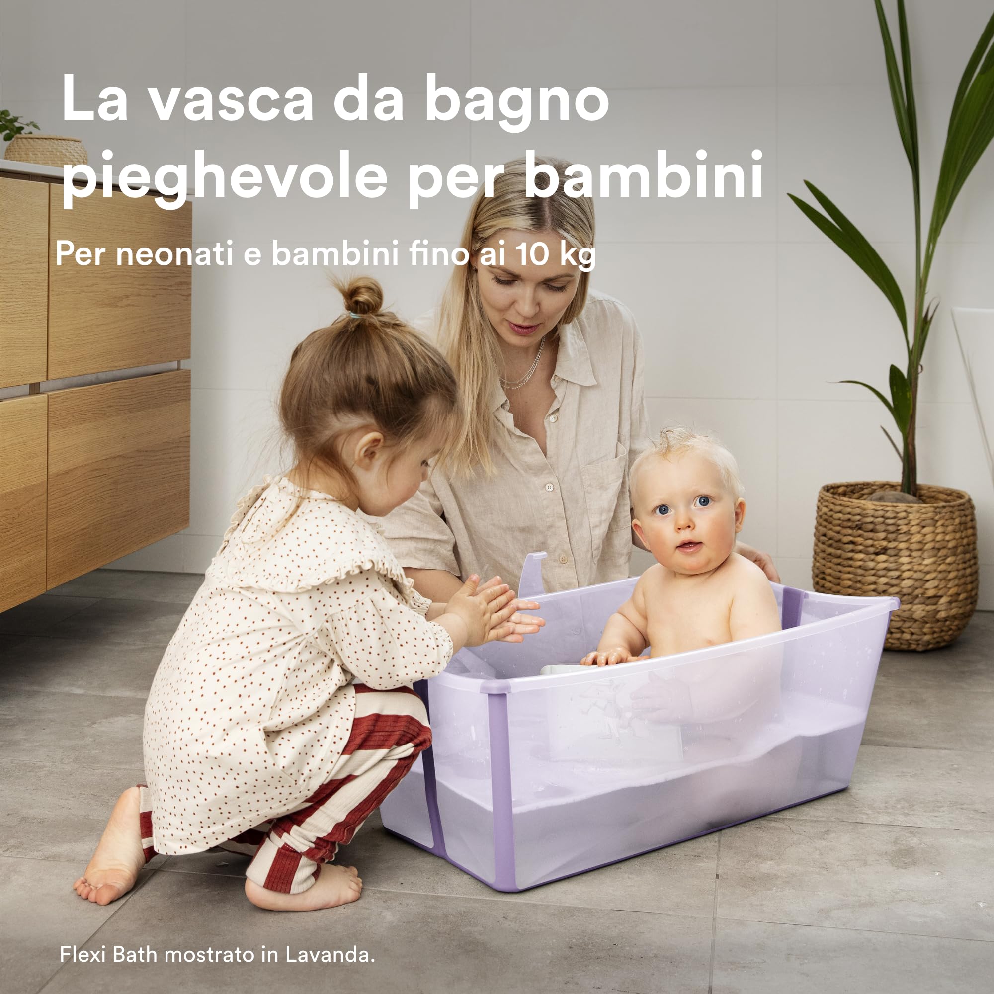 Stokke Flexi Bath, Soft Mint - 64 x 24 x 34 cm - Vasca da bagno pieghevole per neonati e bambini - Leggera, resistente e facile da riporre - Comoda da usare a casa o in viaggio