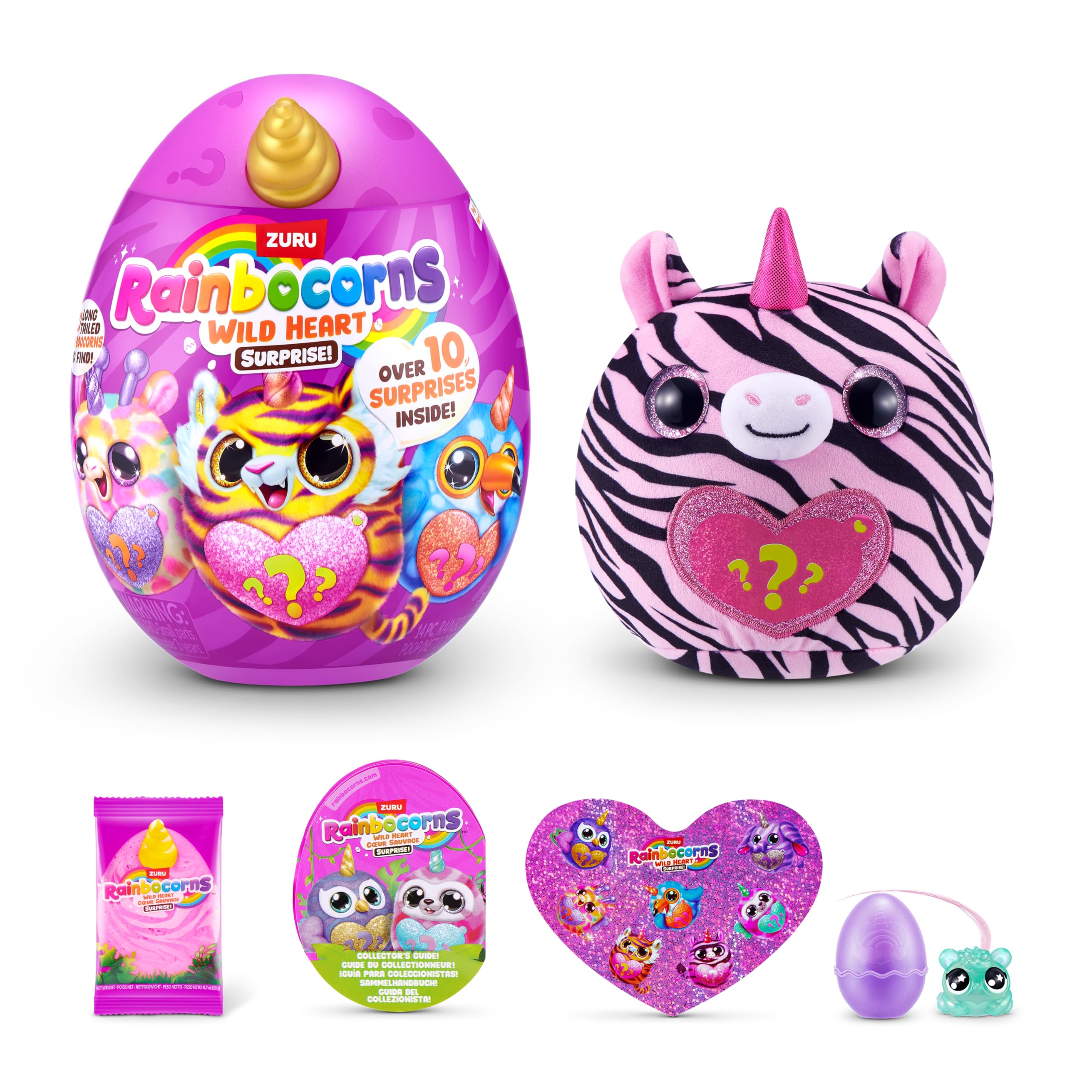 Rainbocorns Wild Heart Surprise (Zebra) by ZURU - Collectible Plush Toy with Surprises, Mystery Egg for Girls & Boys Ages 3+