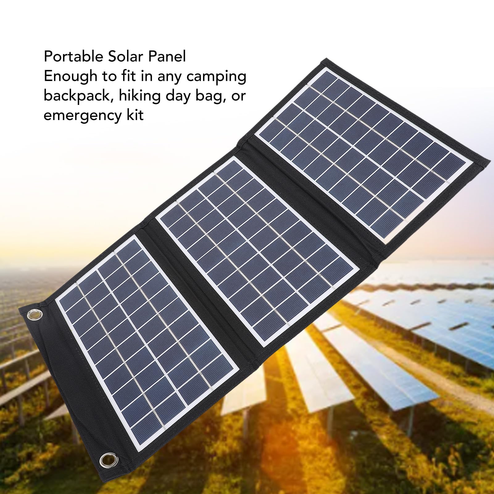 Tbest Chargeur de Panneau Solaire Pliable, 21W 5V avec Deux Sorties USB 3 Fois Chargeur de Panneau Solaire pour la Randonnée