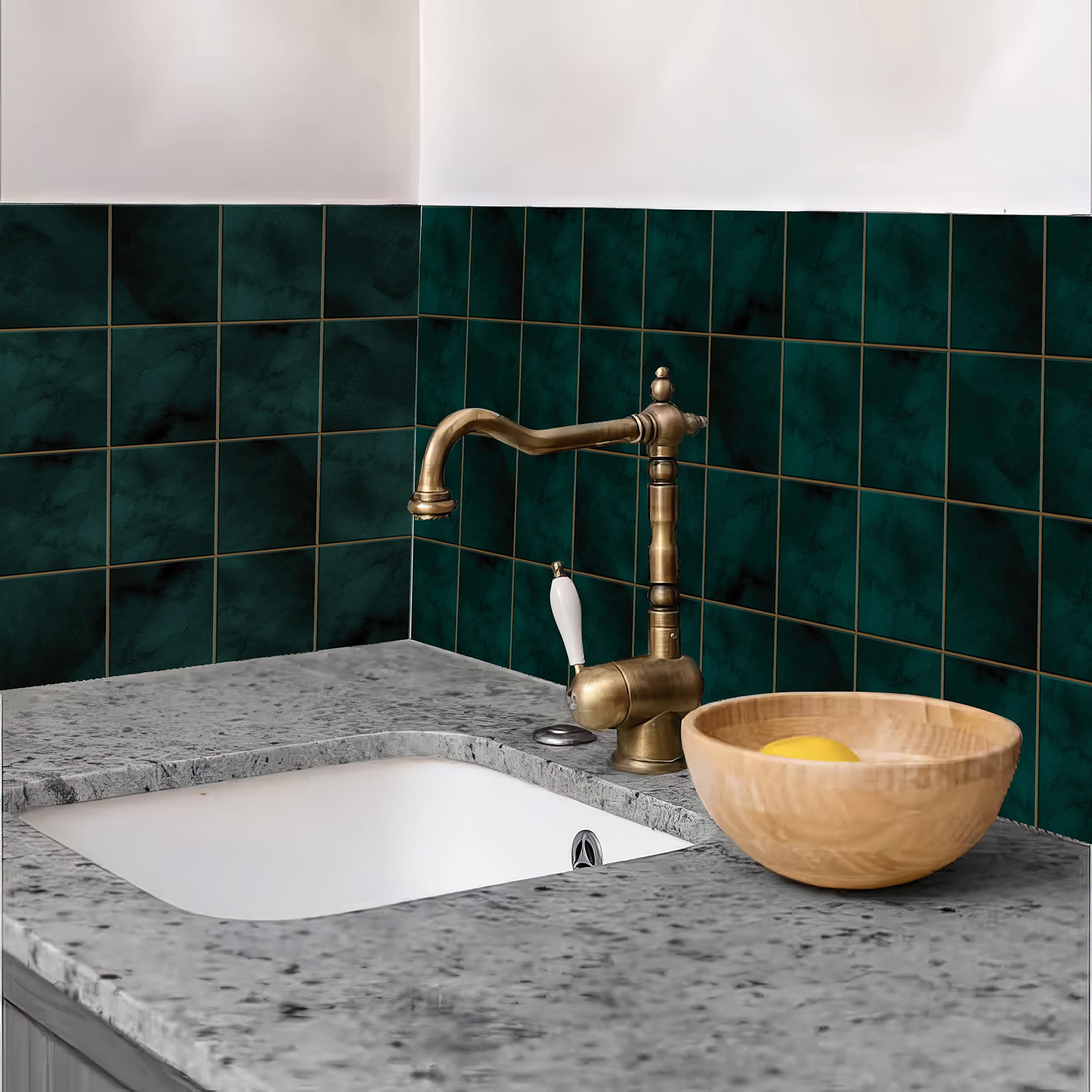 WallDesign Vinyl Bottle Green Tile Self Adhesive Sticker - 38.4 X 19.2 Inch Durable Surface Decoration Film For Kitchen, Cabinet, Table, Furniture, Wall, Bathroom, Door, Refurbishment 3