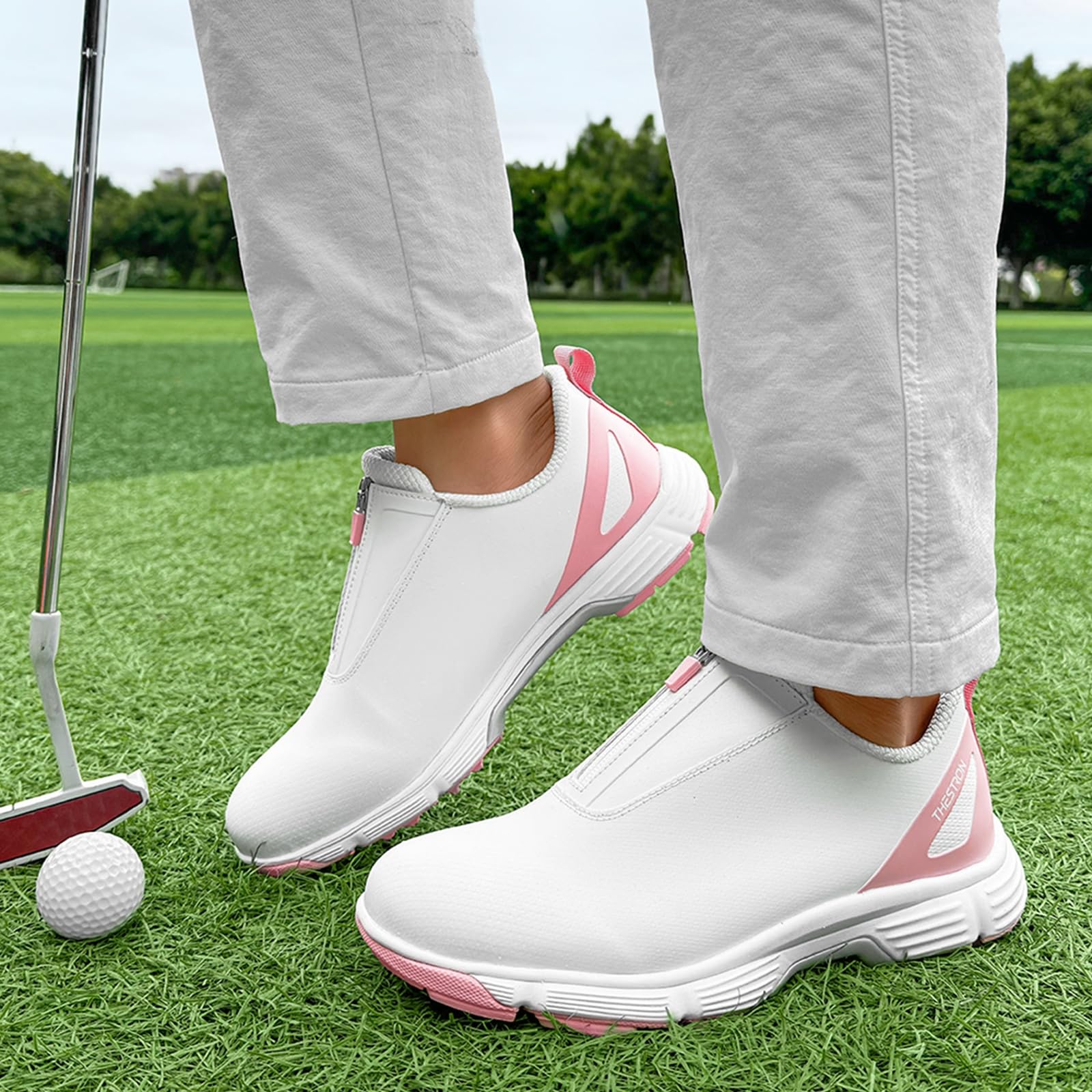 Scarpe da Golf Impermeabili da Donna, Professionali, Senza Punte, Leggere, Antiscivolo, per l'allenamento Sportivo all'aperto