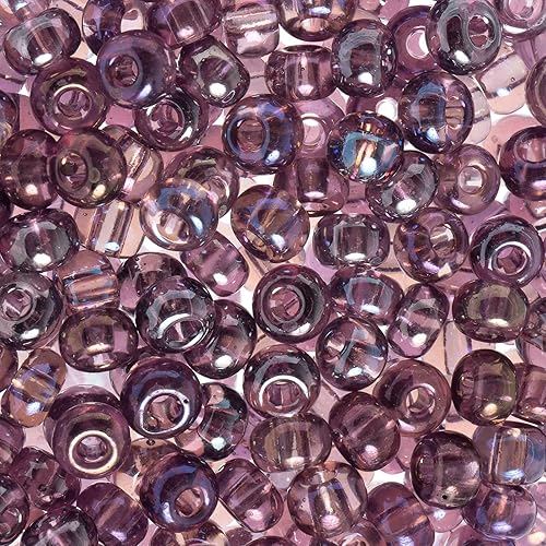 John Bead Cuentas de cristal checo 20 lila, mezcla de brillo para manualidades de joyería, vial de 0.78 oz