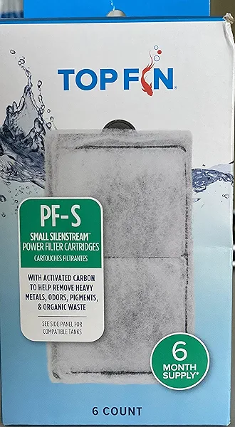 Top Fin Silenstream PF-S Small Filter Cartridges (6 Count) Refill for PF10 Power Filters (5.5in x 3.1in)