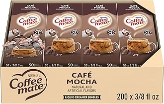 Nestle Coffee mate Coffee Creamer, Cafe Mocha, Liquid Creamer Singles, Non Dairy, No Refrigeration, 0.375 fl oz Tubs (Pack of 200)