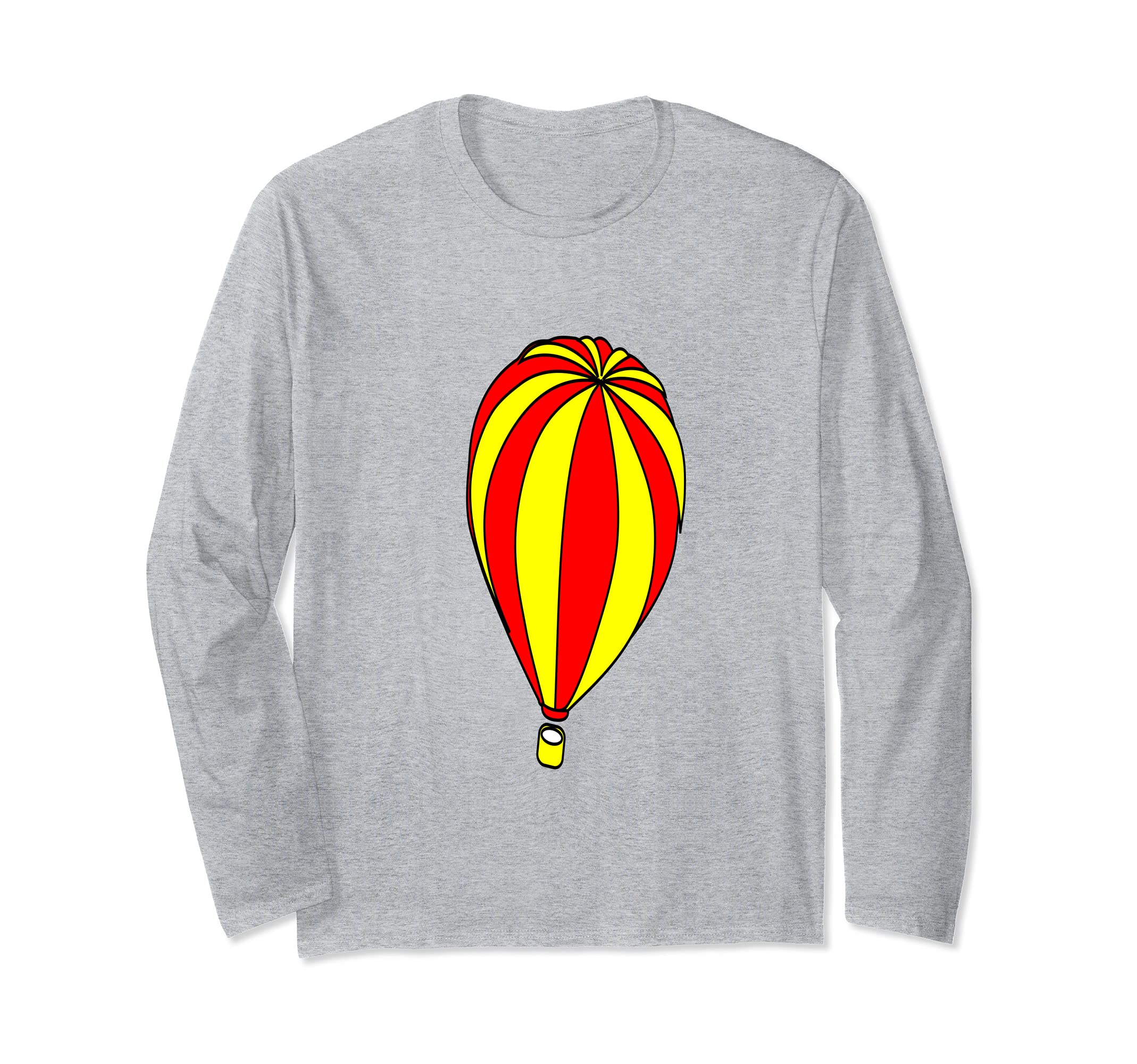 Hot Air Balloon Cartoon Long Sleeve T-Shirt, Grey