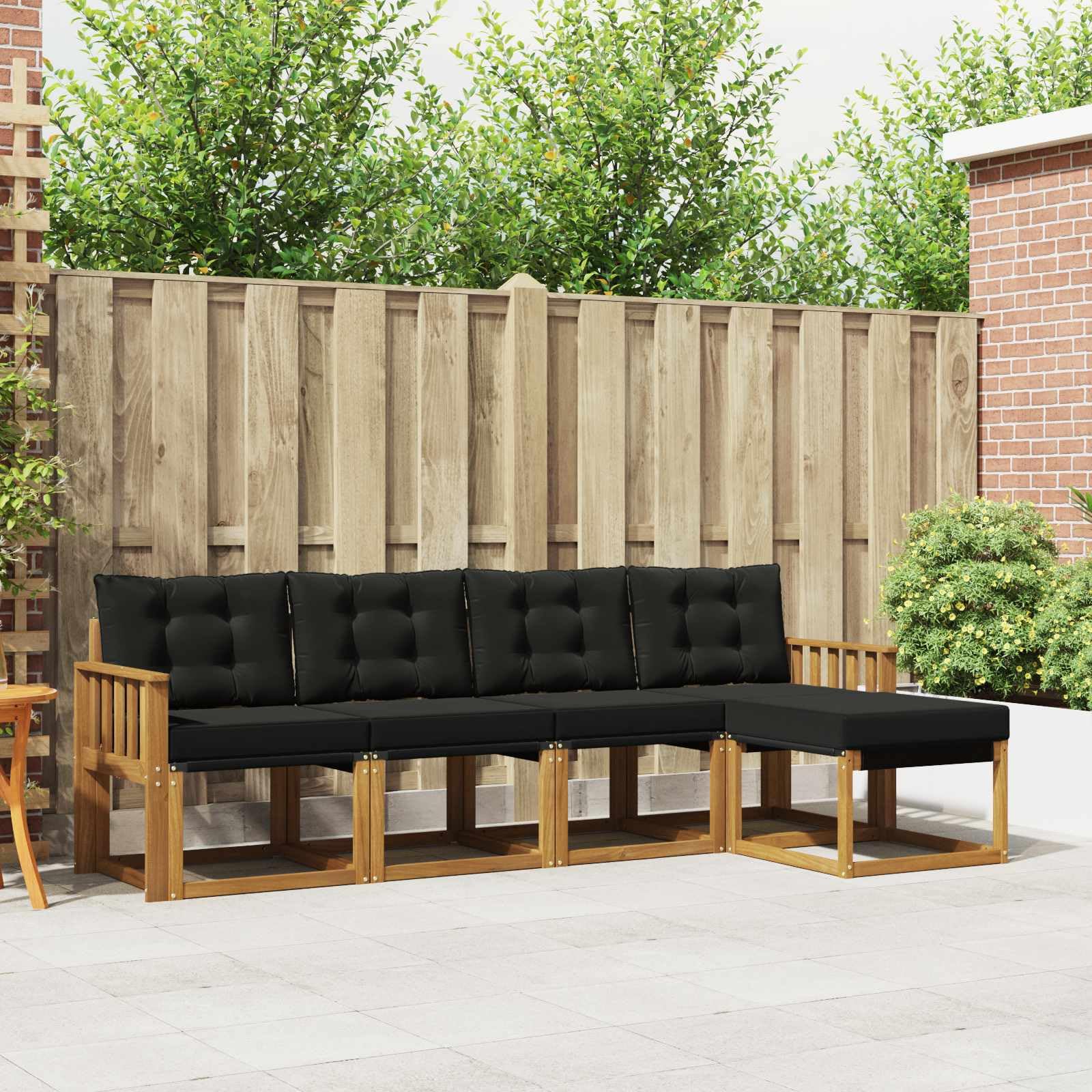 Outdoor-Sofagarnitur mit Kissen 5 Stück Modernes Akazienholz Set für Garten Terrasse Balkon Wohnzimmer Esszimmer wetterfest langlebig bequem vielseitig