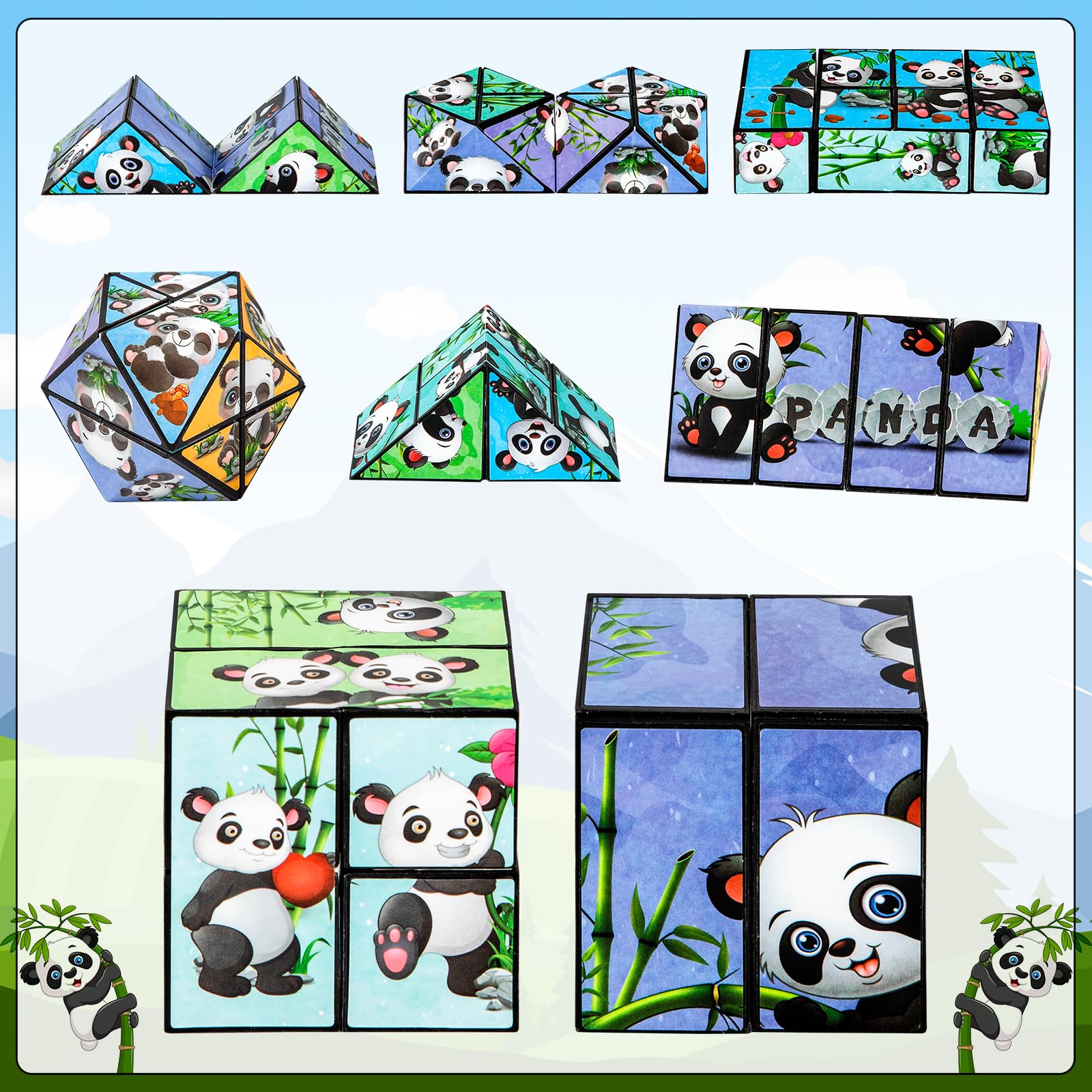 Panda Zauberwürfel 3D-Flip - Faltbares Puzzle-Spielzeug Für Kinder (3 Stück)
