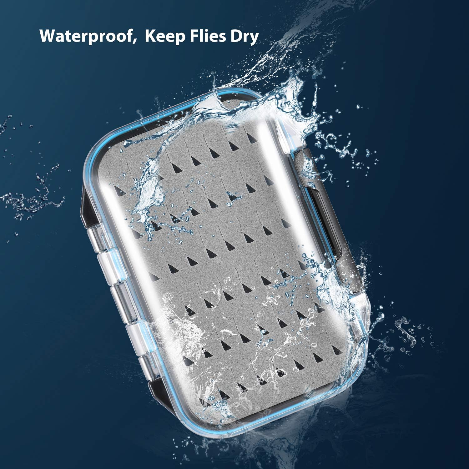 Gonex Fly Boxes for Fly Fishing Jig Boxes Two-Sided Waterproof Lightweight Fly Fishing Box Easy Grip Transparent Lid Fly Fishing Lures Box Sizes A+B+C, Grey