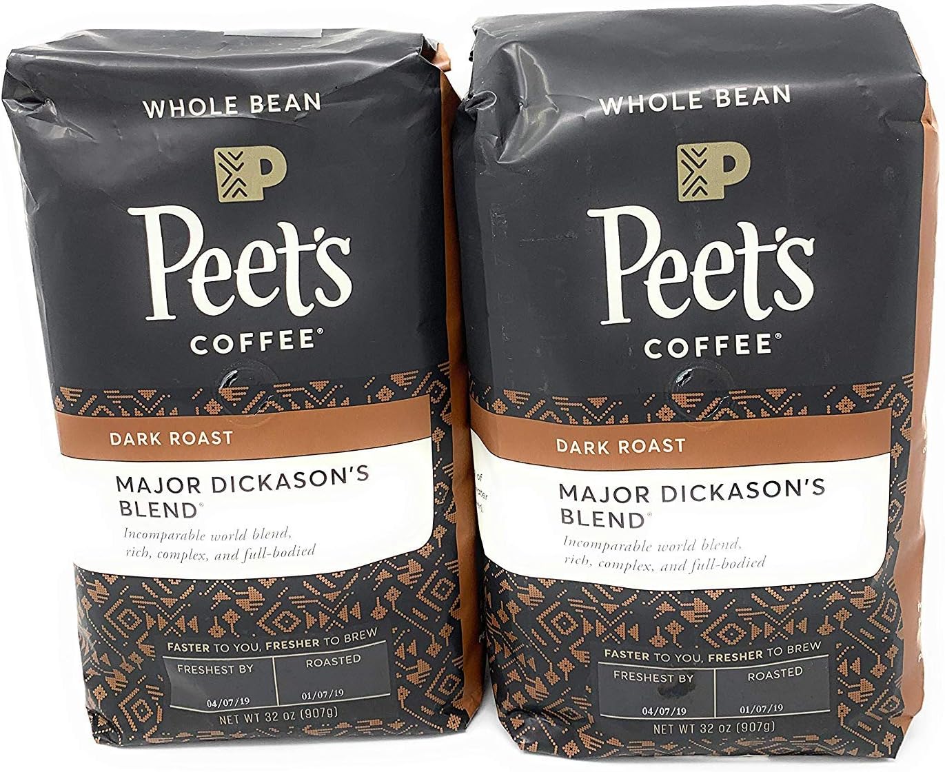 Peets Coffee, Major Dickason's Blend, Whole Bean 32oz (Pack of2)