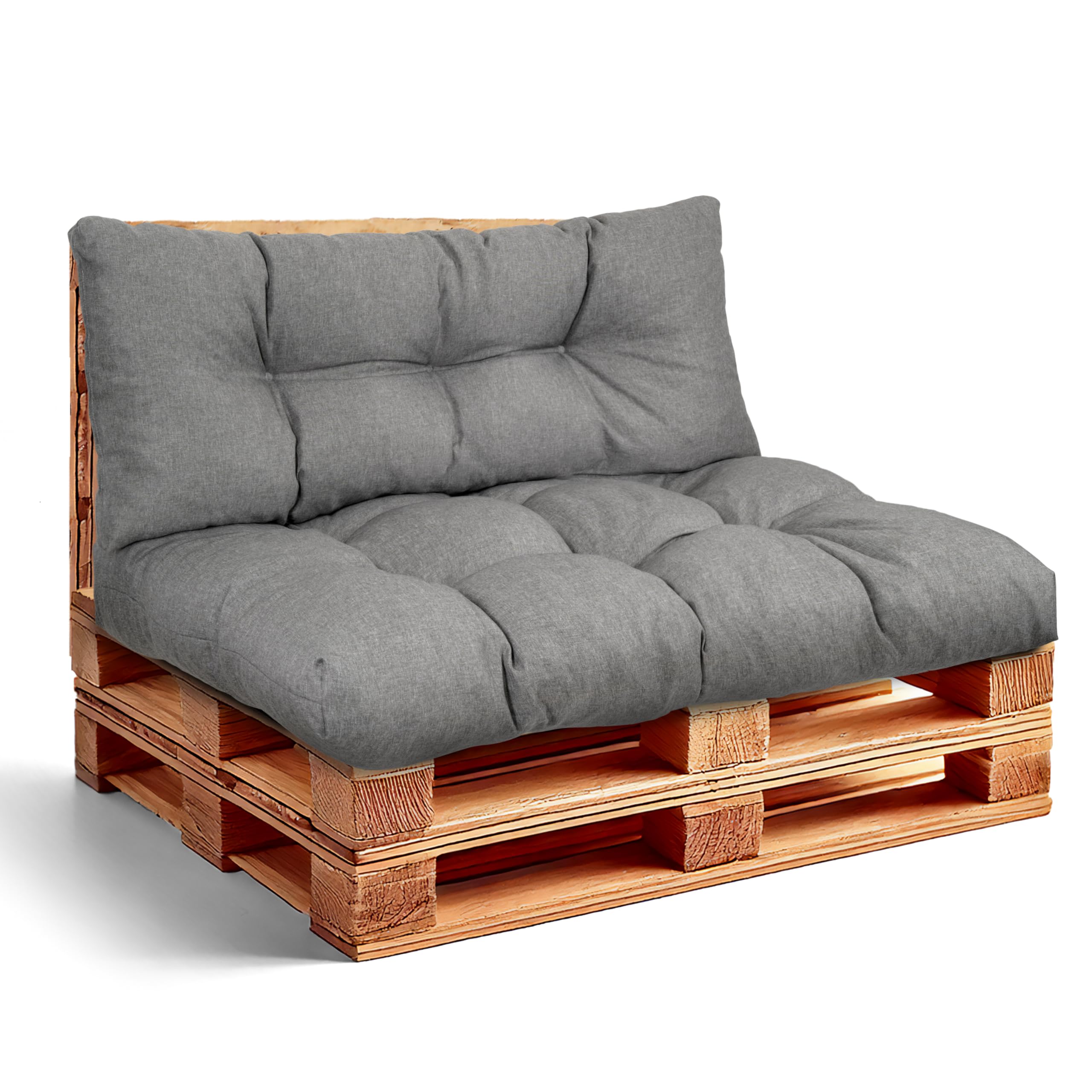 Palettenkissen Outdoor-Kissen Wasserdicht für Palettensofa Palettenmöbel Europaletten - Gartenkissen - 1 x Rückenkissen 120 x 40 cm + 1 x Sitzkissen 120 x 80 cm - Dunkelgrau