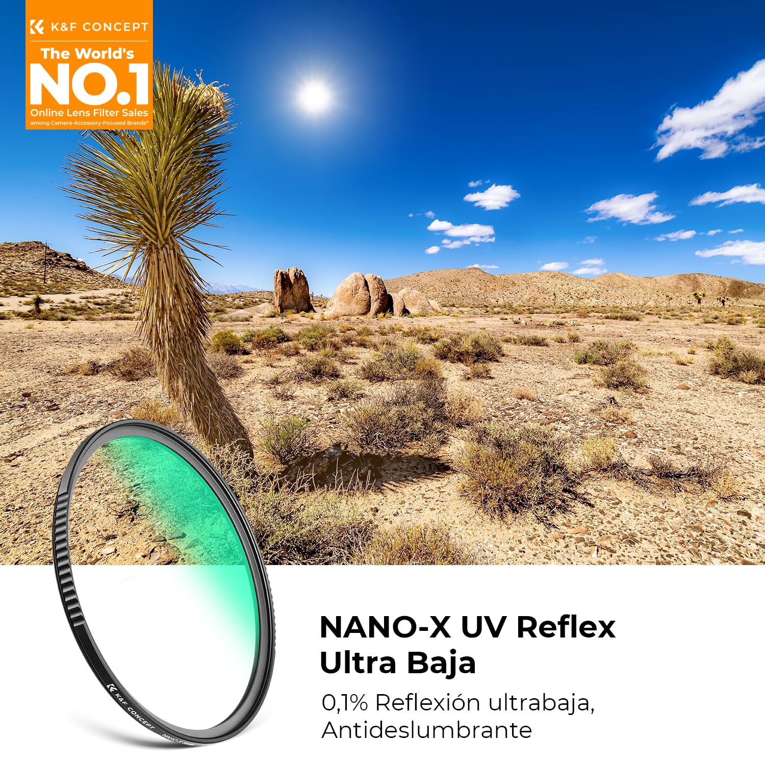K&F CONCEPT Nano-Xcel 77mm Filtro UV Reflex Ultra Baja, Filtro de Protección HD Vidrio Óptico HD con 28 Capas Revestimiento Nano