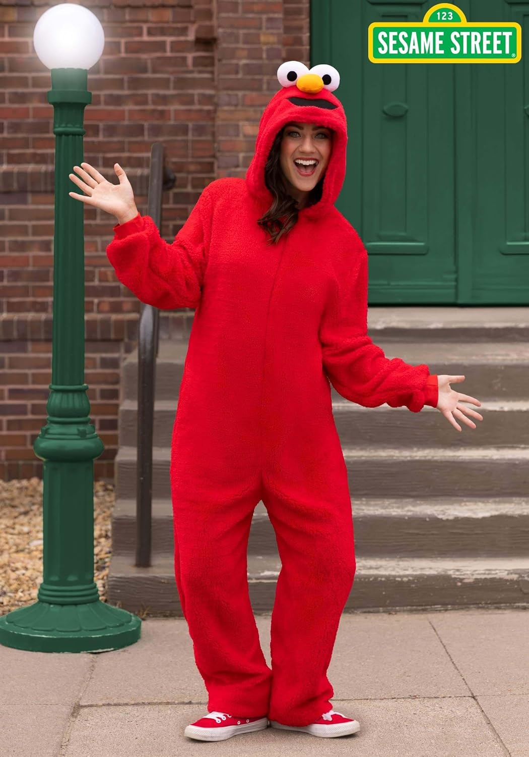 Sesame Street Elmo Costume for Adults - Men's & Women's Sesame Street Elmo Hooded Jumpsuit - Officially Licensed