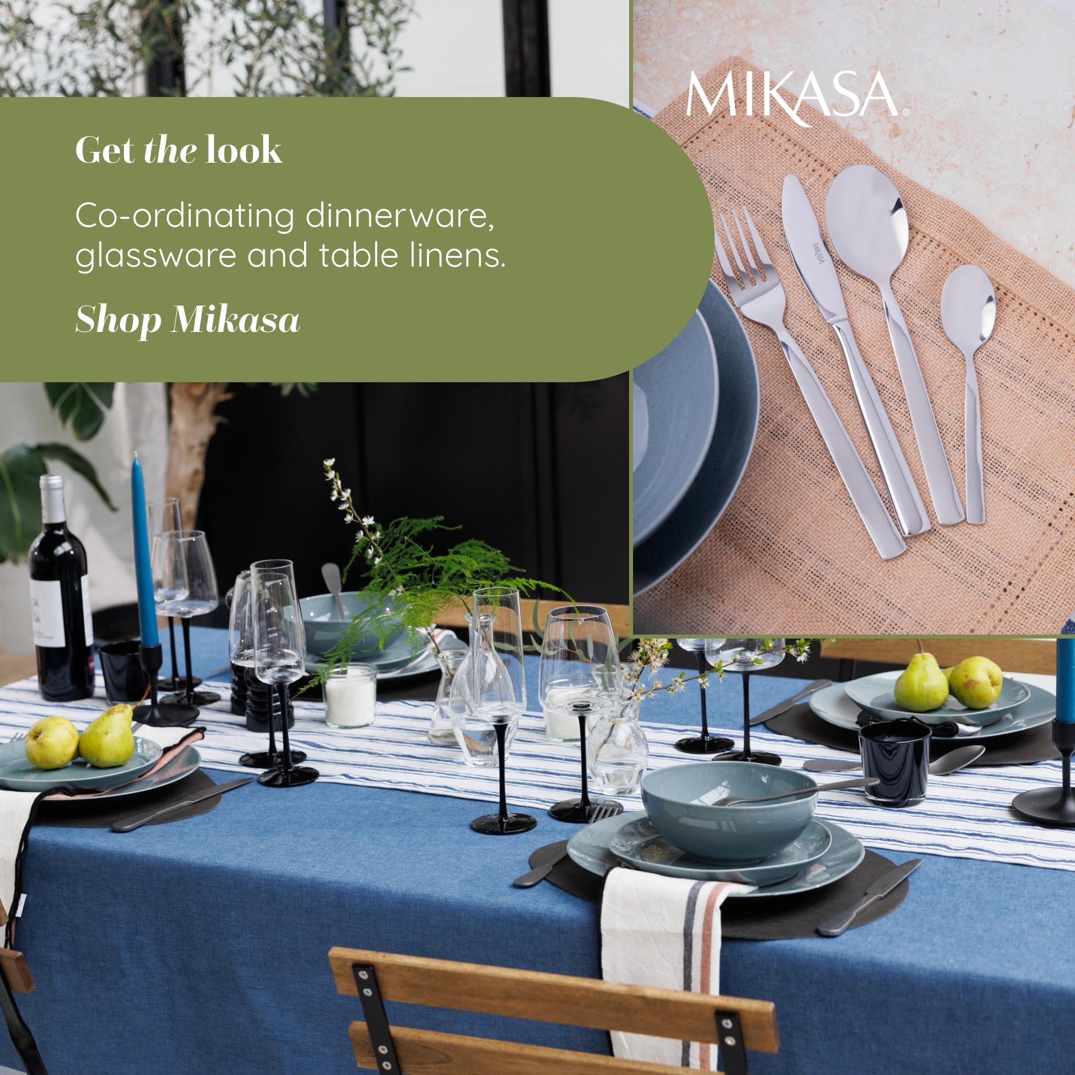 Mikasa Beaumont Juego de Cubiertos de Acero Inoxidable de 16 Piezas, para 4, Incluye 4x Cuchillos, Tenedores, Cucharas de Postre y Cucharillas de Té, Apto para Lavavajillas