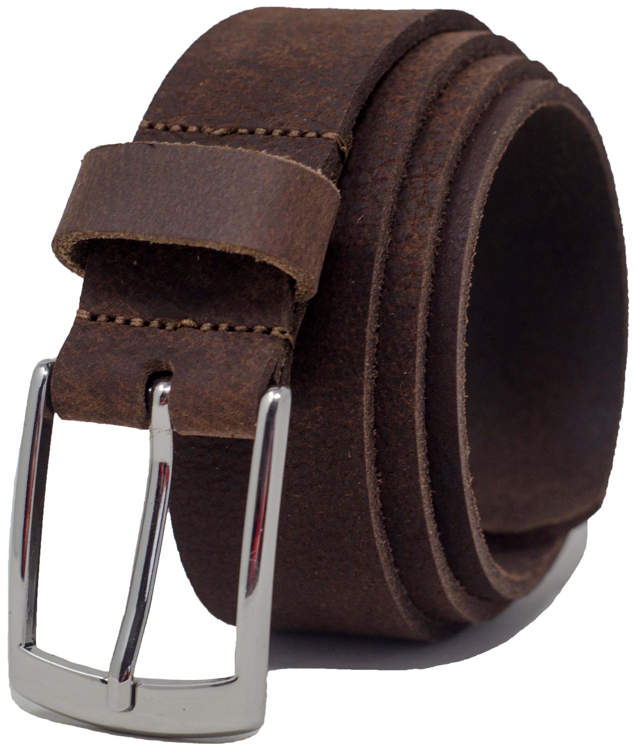 Ashford Ridge Made in England 34mm Full Grain Leather Belt with Classic Buckle - Vintage Brown Medium