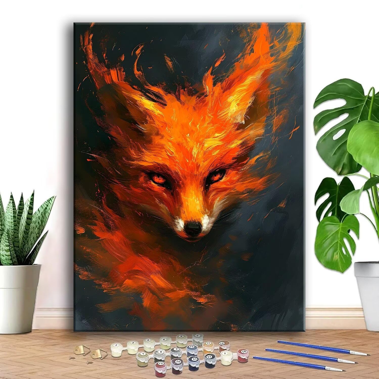 Malen nach Zahlen für Erwachsene und Kinder, Motiv: Fuchs, Bastelset, groß, 90 x 120 cm, Leinwand, Ölgemälde nach Zahlen, kein Rahmen enthalten