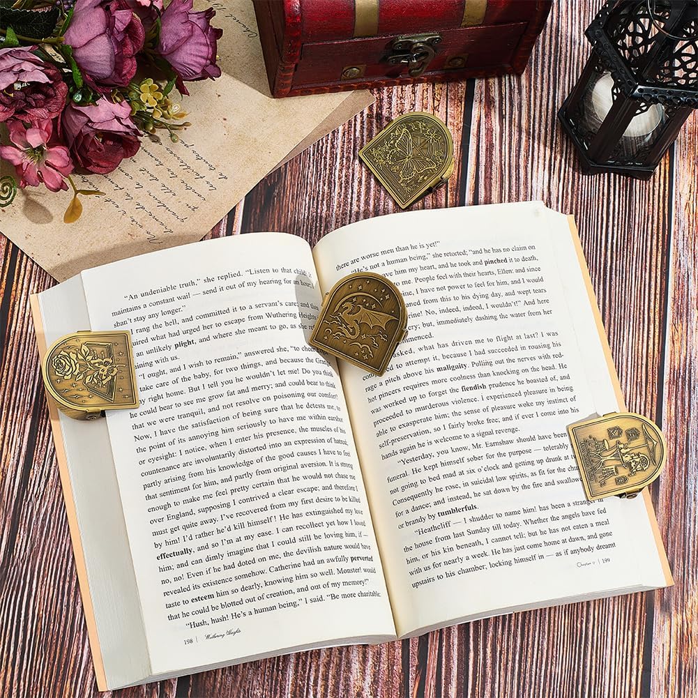 CRASPIRE Vintage Metal Book Clip Dragon Journal Cilps Metal Antique Bronze Decorative Page Binder Clamp Retro File Holder Bookmark for Notebook TN Travelers Art Journaling Reading Decoration Accessory image 4