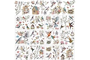 Classic Bird and Flower Rub-On Transfers