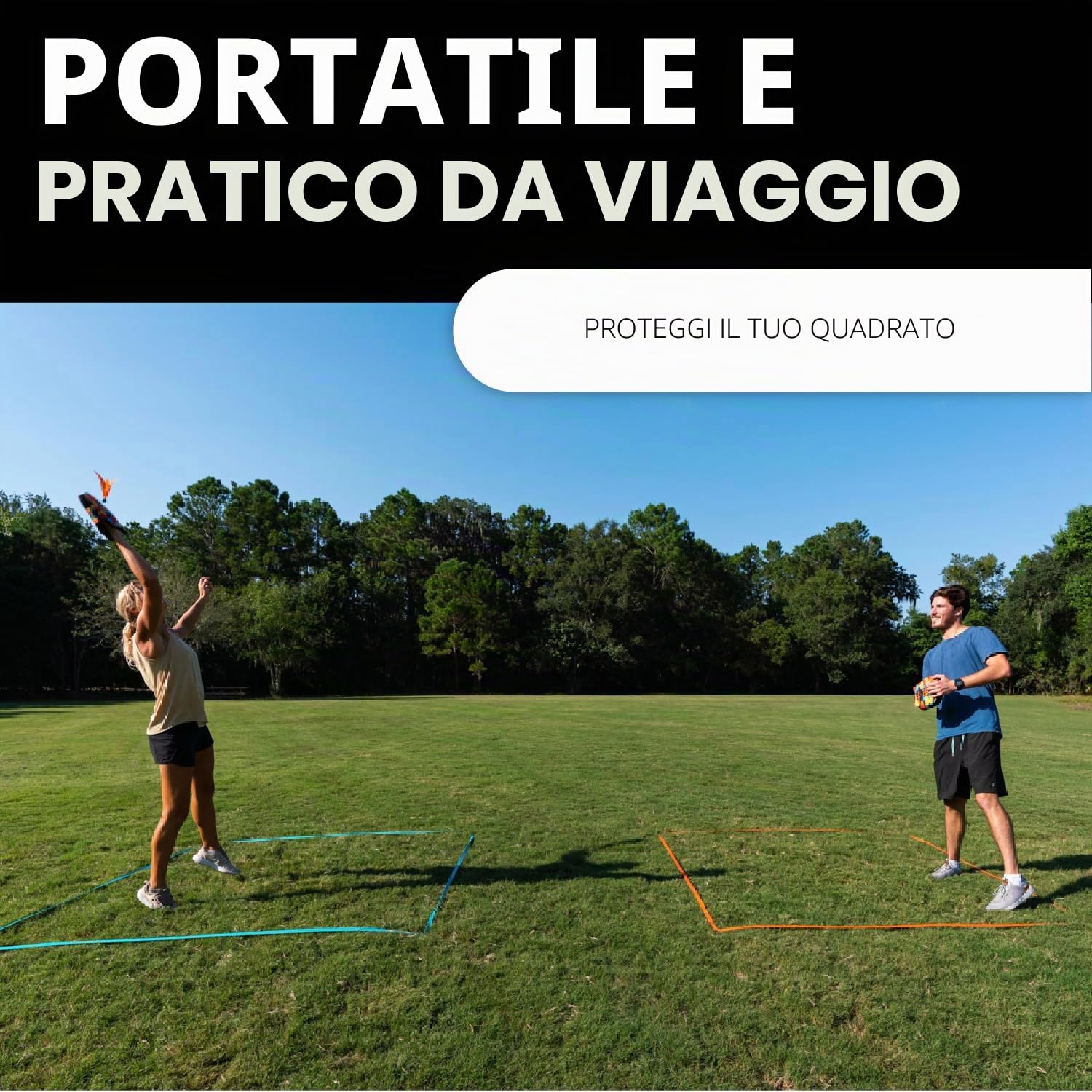 Waboba BATTLE BIRD - Rethink Your Paddle Game - Il set da cortile include: 2 pagaie indossabili, 2 piccoli uccellini e un campo facile da installare con paletti - Dimensioni 200 x 120 x 228 mm