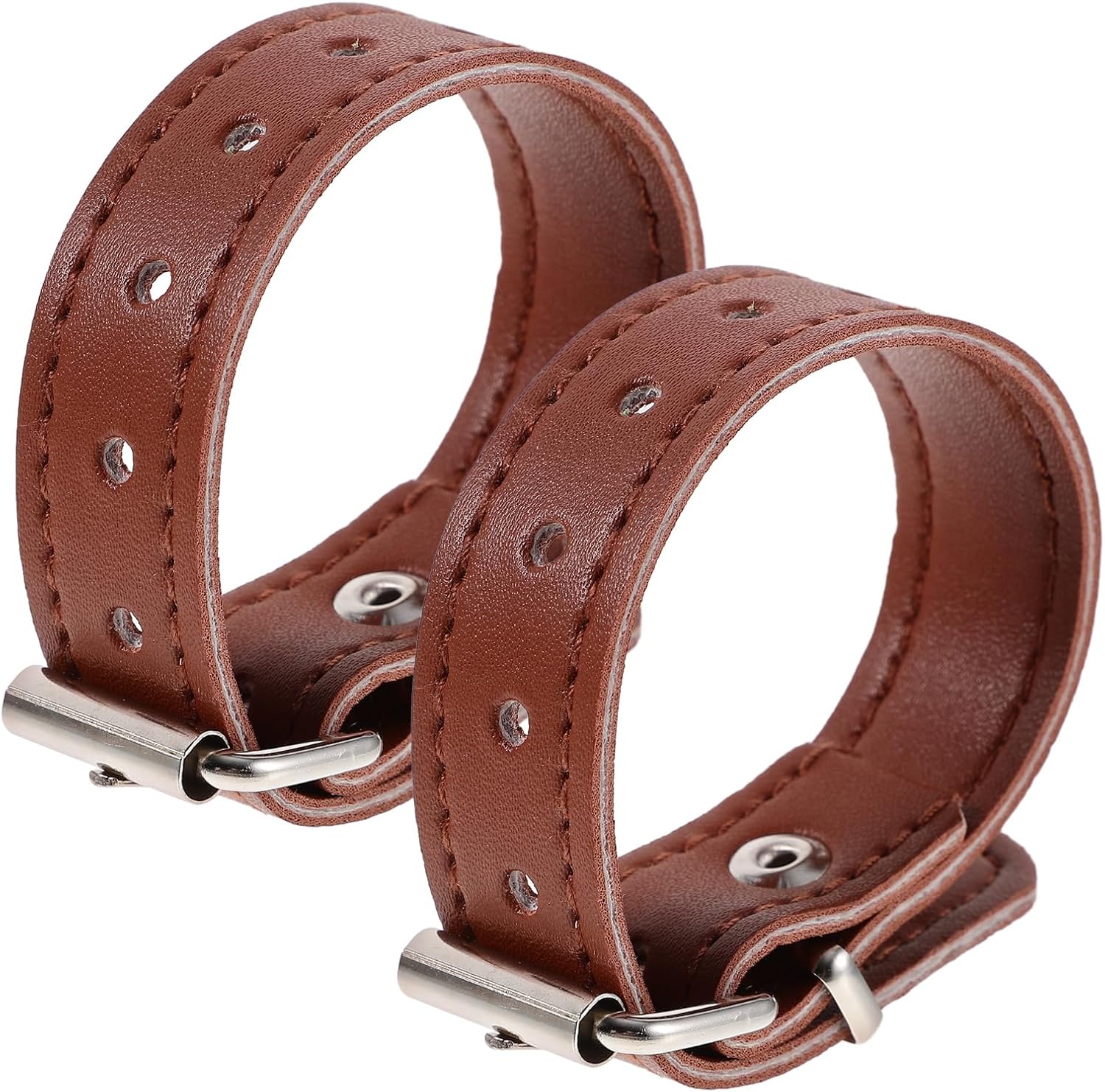 HOMSFOU Leather Stirrup Strap with Metal Buckle Adjustable Bike Front Basket Strap Bike Accessory for Bicycle Basket Decor