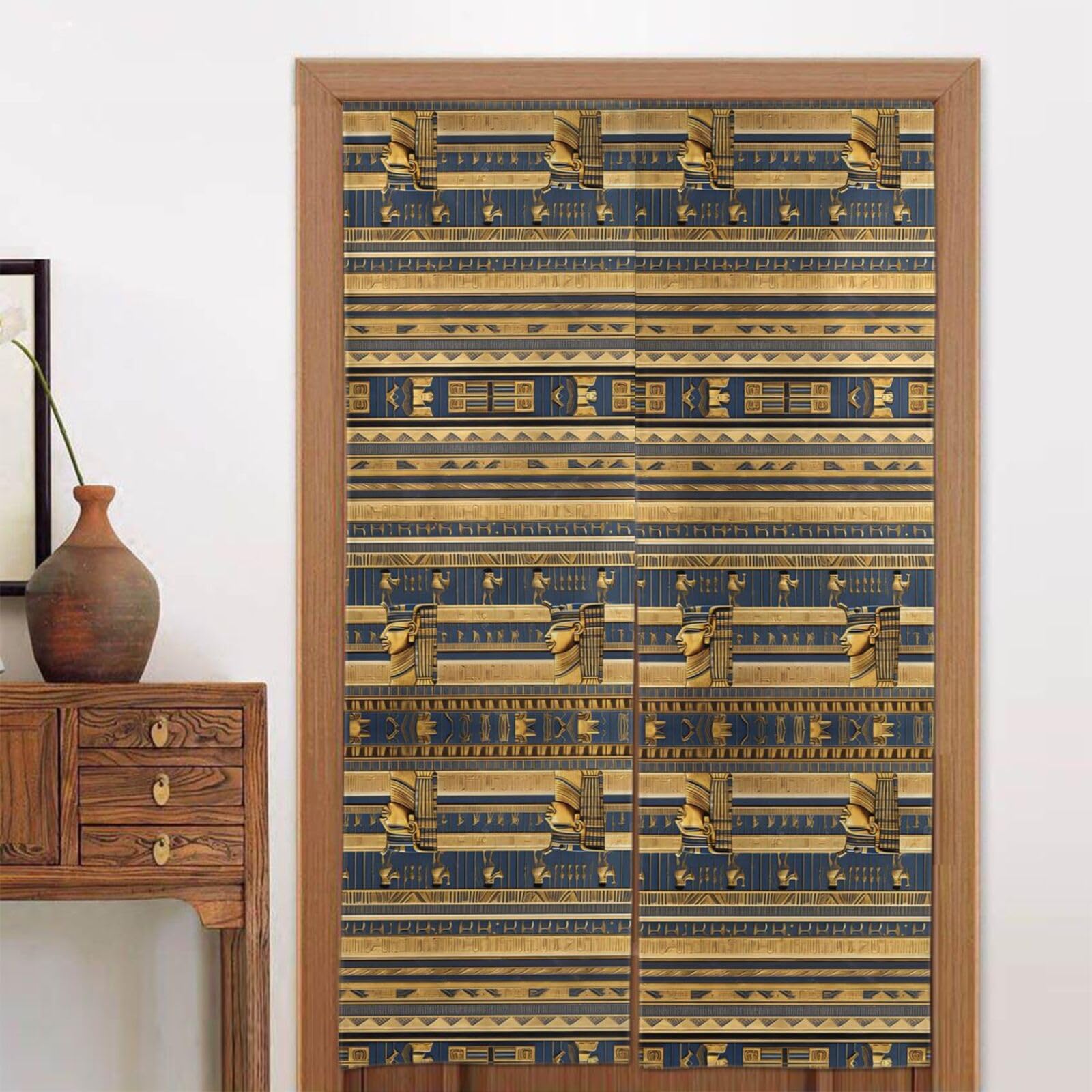 CNTDBU Egyptian Pharaonic Frescoes Door Curtain 34x56 Inch-Room Divider Panel for Privacy, Entryway Screen for Kitchen Bedroom