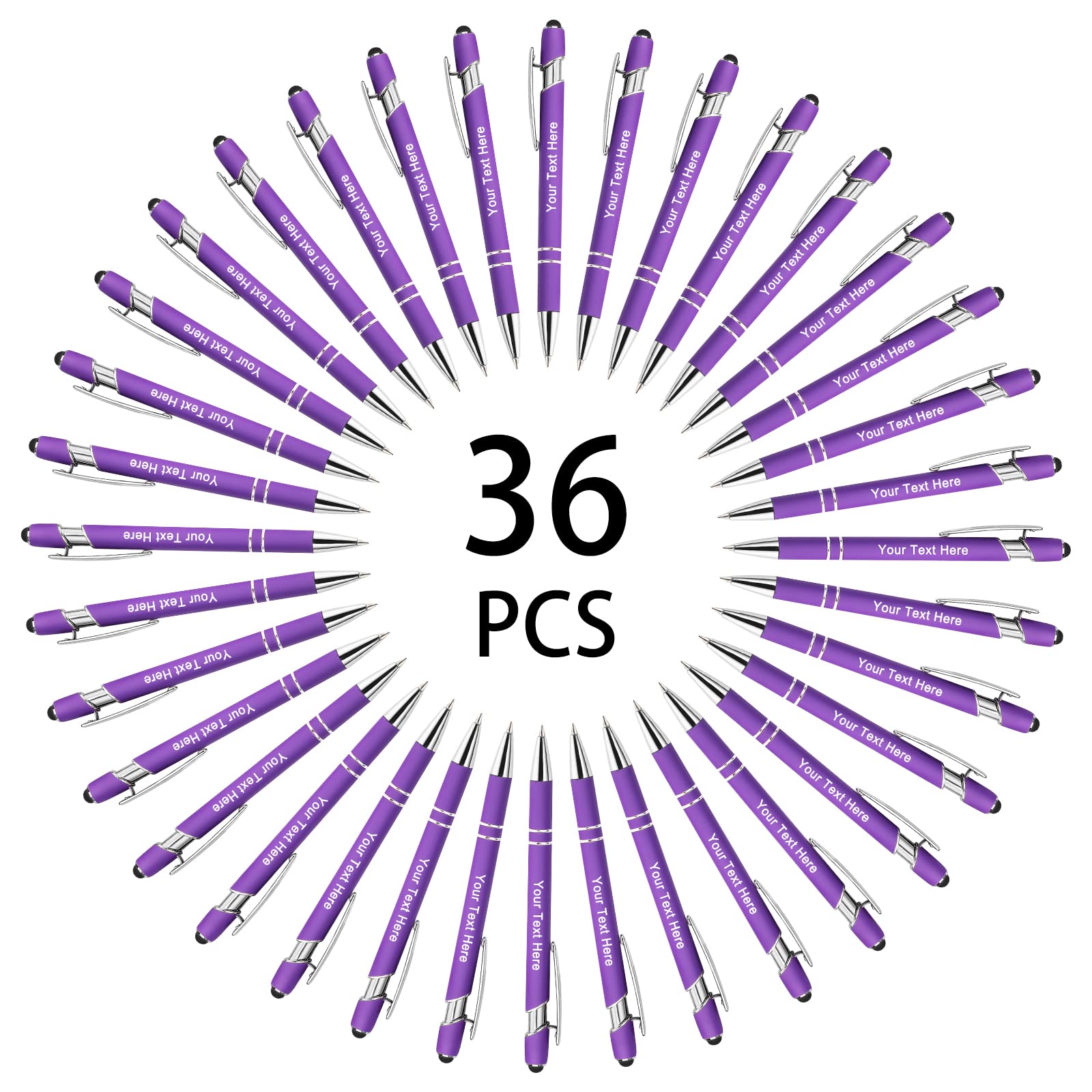 Hapelf Up to 500 Bulk Personalized Pens Custom Engraved Ballpoint Pen with Stylus Tip Retractable Multi-Color Housing Black Ink Pen for Business