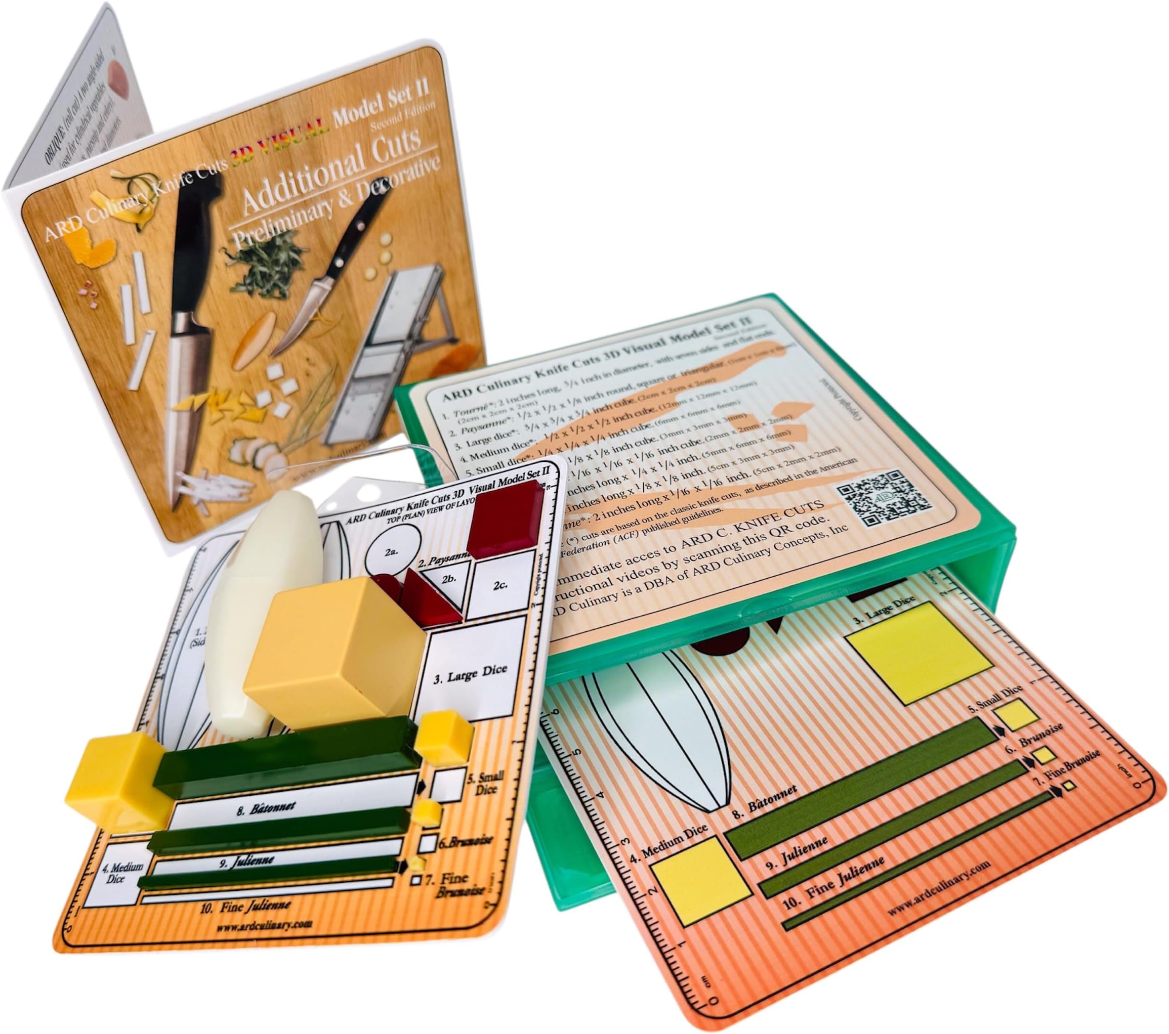 ARD Culinary Knife Cuts 3D Visual Model Set II, an educational precision knife skills with 3D templates and guides