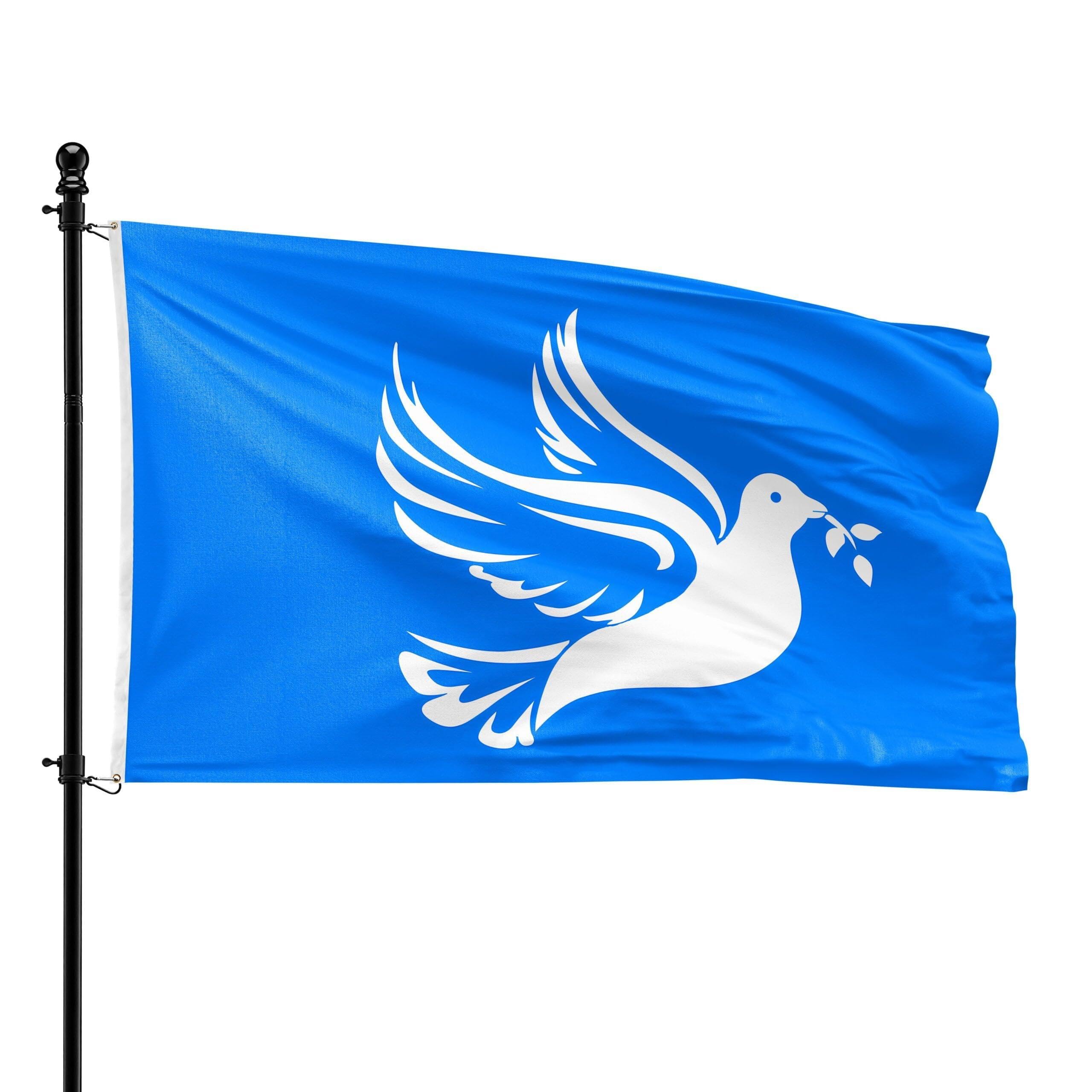 Drapeau de la paix avec pigeon au format XL de 150 x 225 cm pour grands mâts