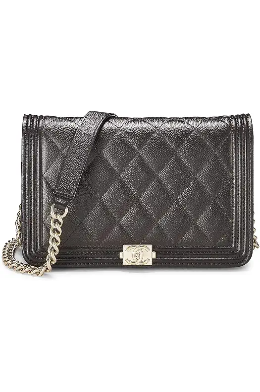 CHANEL Pre-Loved Brown Quilted Caviar Boy Wallet on...