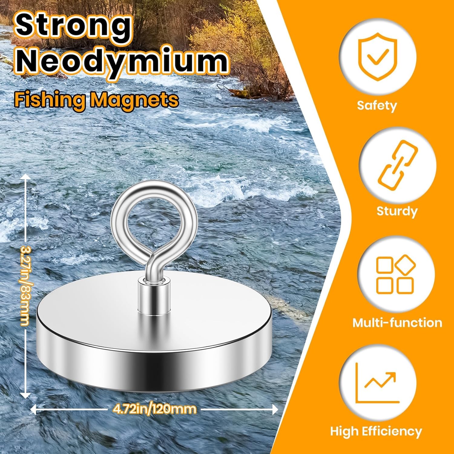 VNDUEEY Strong Magnets, 100 Lbs Neodymium Magnet, Rare Earth Magnets with Holes for Wall Mounting. Cup Magnet with Screws for Cabinet Door, Holding Tools Lifting, Pack of 16