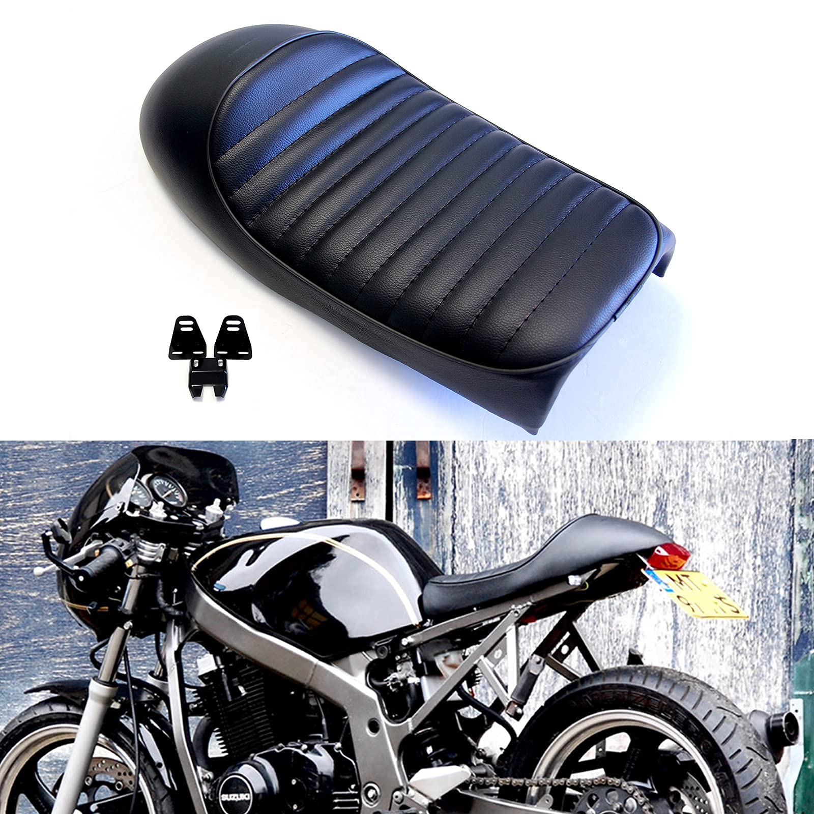 Nero Cafe Racer Sella Moto Vintage Gobba Sella Seduta Piatta Selleria Moto Staffa Di Montaggio Per CB125S CB550 CL350 450 CB CL