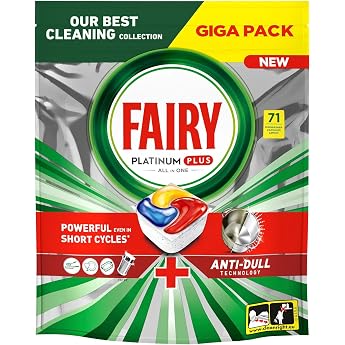 Fairy Platinum Plus All in One Dishwasher Tablets Lemon 71 Tablets