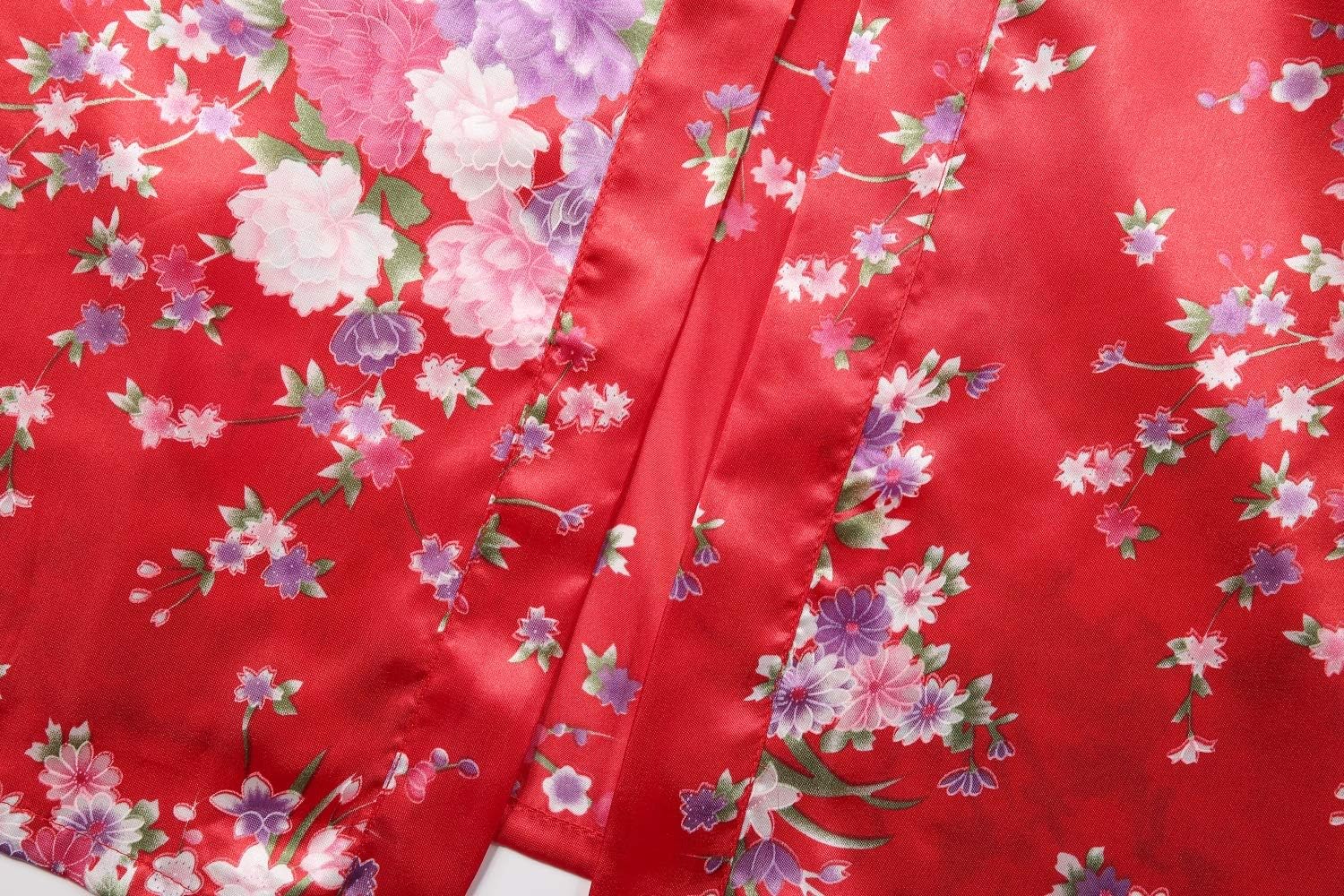 Women's Long Kimono Robes Silky Floral Bathrobe with Blossoms Printed Bridesmaid Wedding Nightgown - Image 5