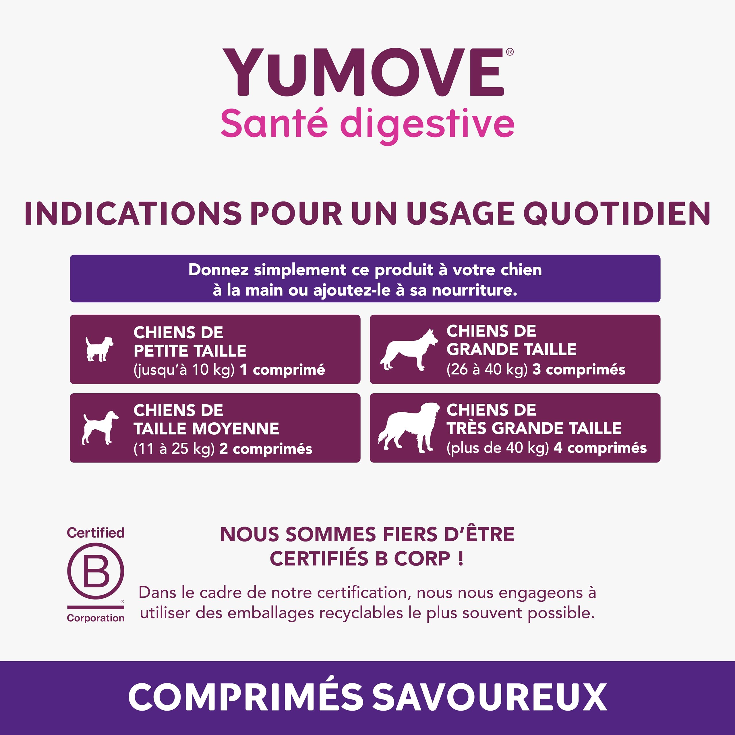 YuMOVE Pré et Probiotique Chien 120 Comprimés - 200M+ Bactéries Probiotiques E. faecium & Complexe ActivBio avec Bêta‑Glucanes - Probiotiques Flore Intestinale Chien pour Une Meilleure Digestion