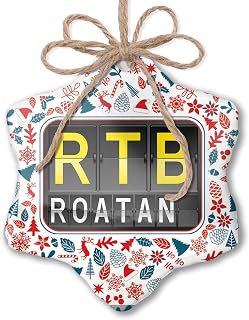 Christmas Ornament RTB Airport Code for Roatan Red White Blue Xmas
