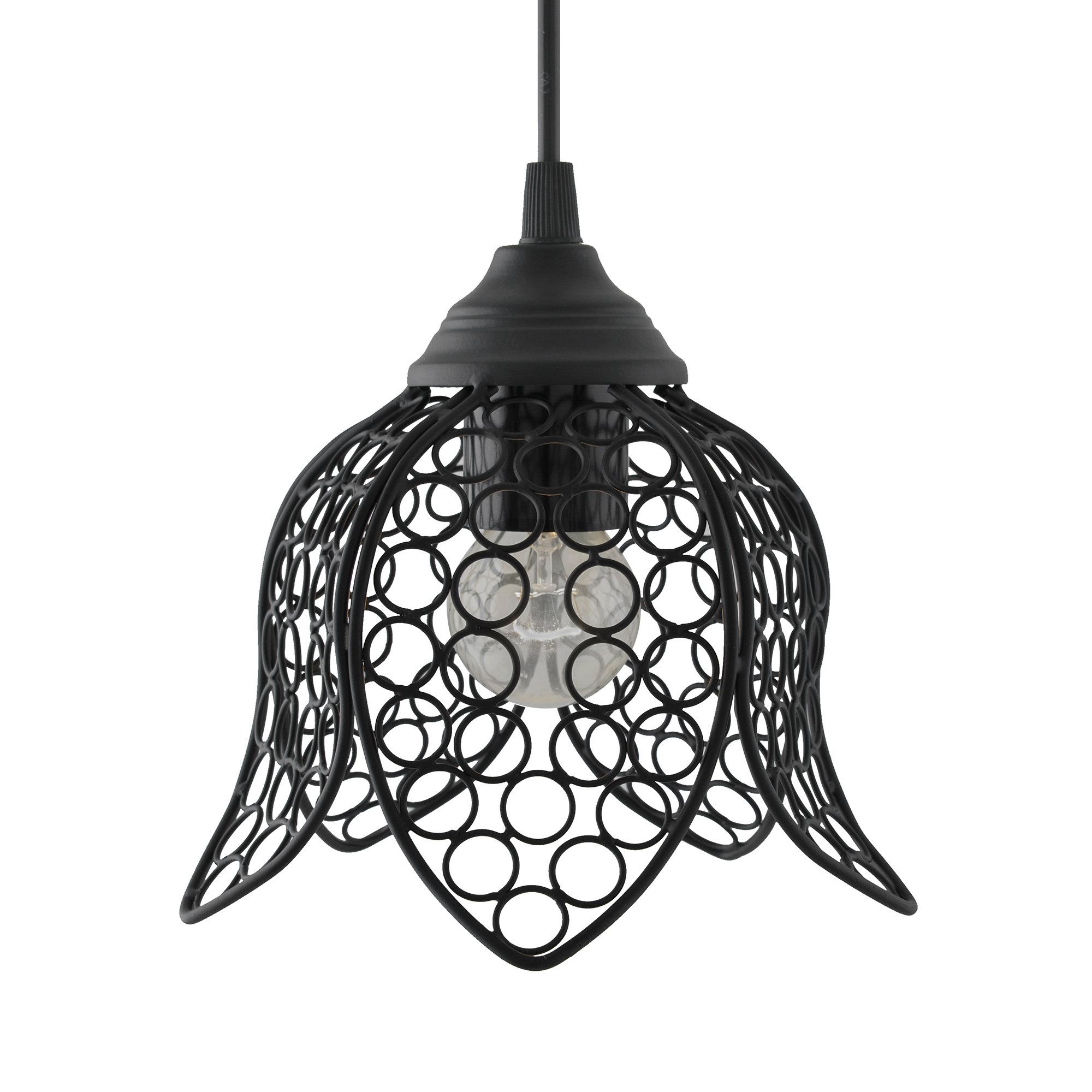 Homesake Hanging Black Steel Lotus Light, Hanging Ceiling Light - Decorative Lights for Home Decor Items - Living Room - Image 2 thumbnail