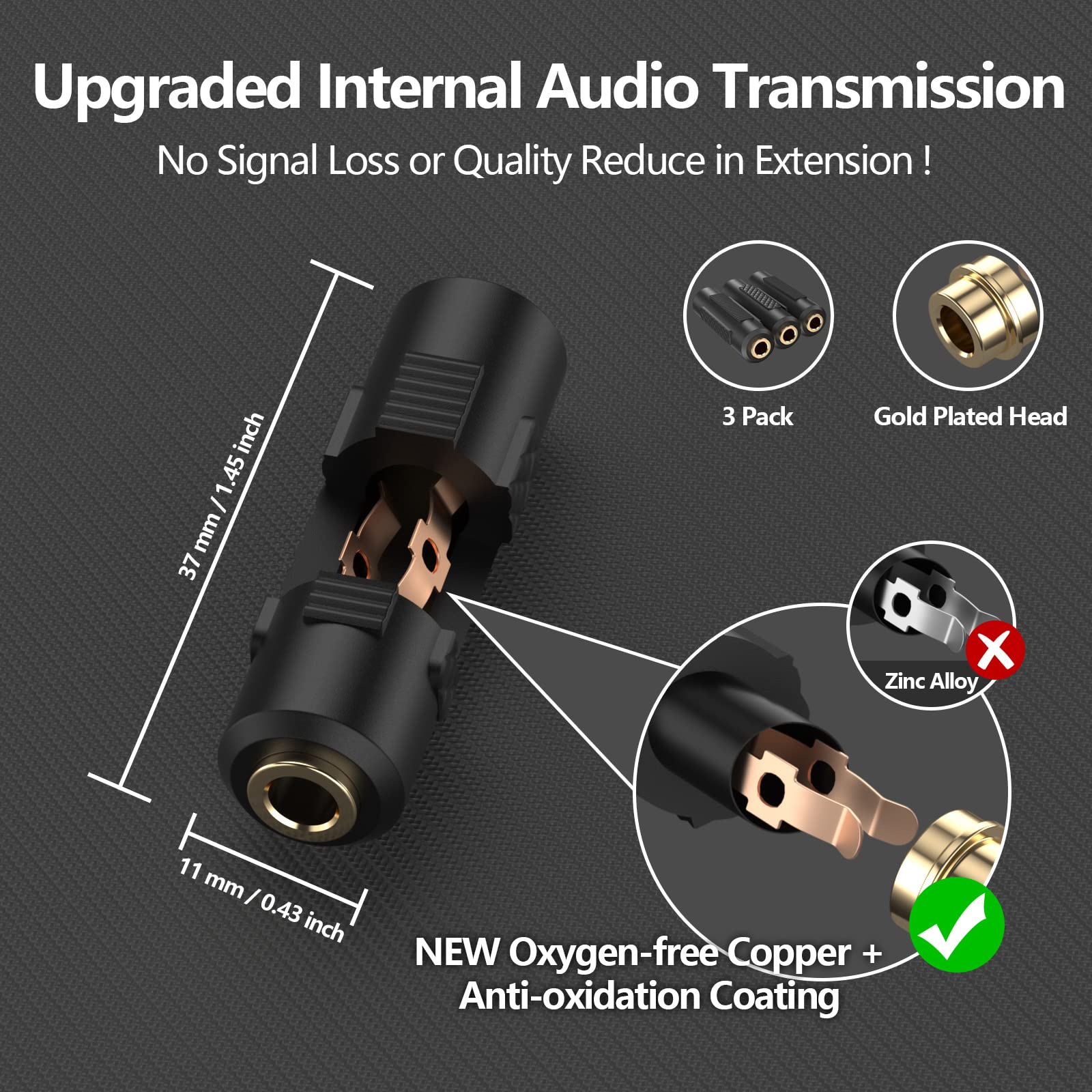 2 Uds 3,5mm 1/8 "macho A Doble Conector Hembra De 3,5mm Mono TS Audio Micrófono Auricular Y Divisor Convertidor Adaptador Conector Negro