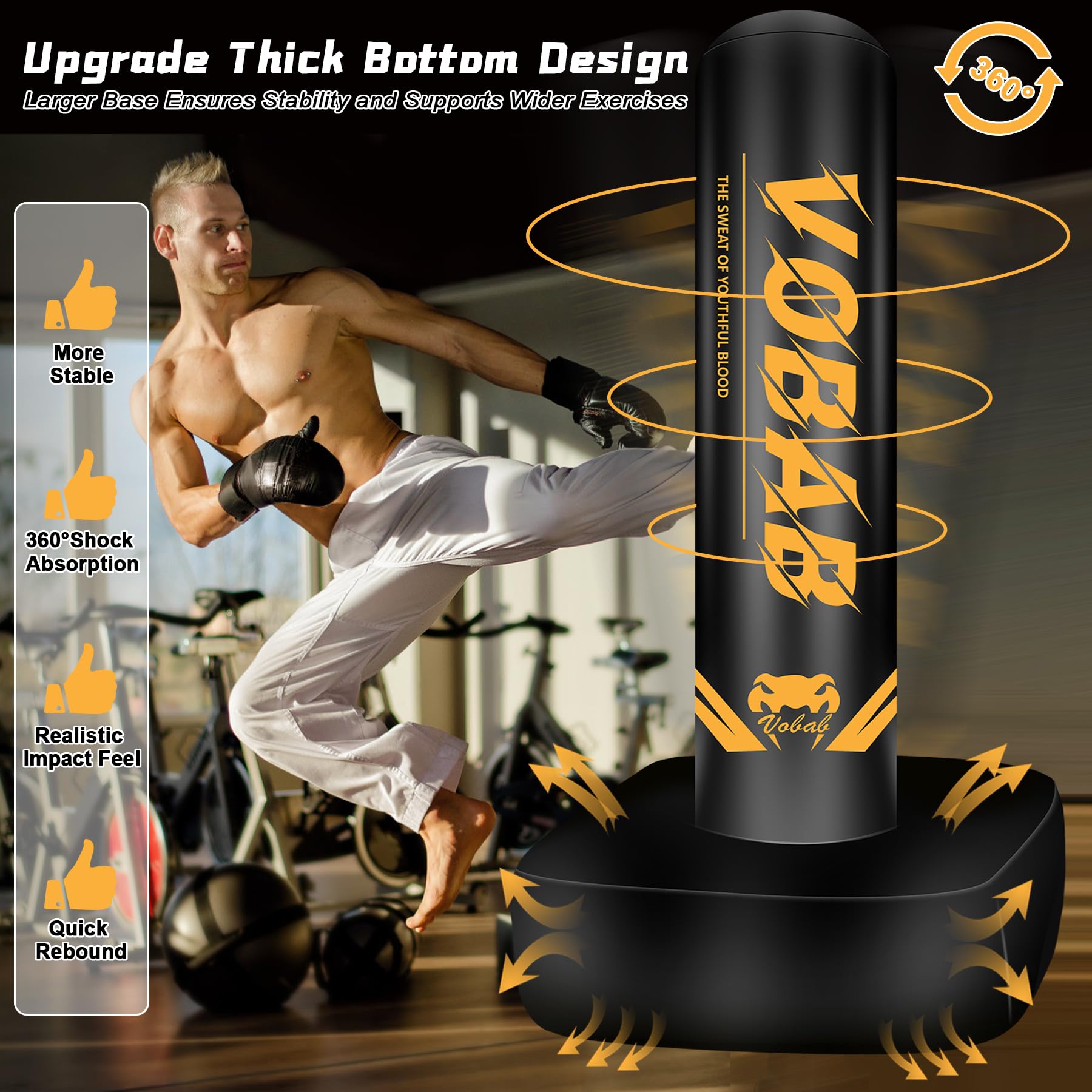 Boxeo pesado con base cuadrada, saco de boxeo, guantes de boxeo, bomba, caja de regalo premium para gimnasio en casa, MMA, fitness, saco de boxeo inflable para hombres