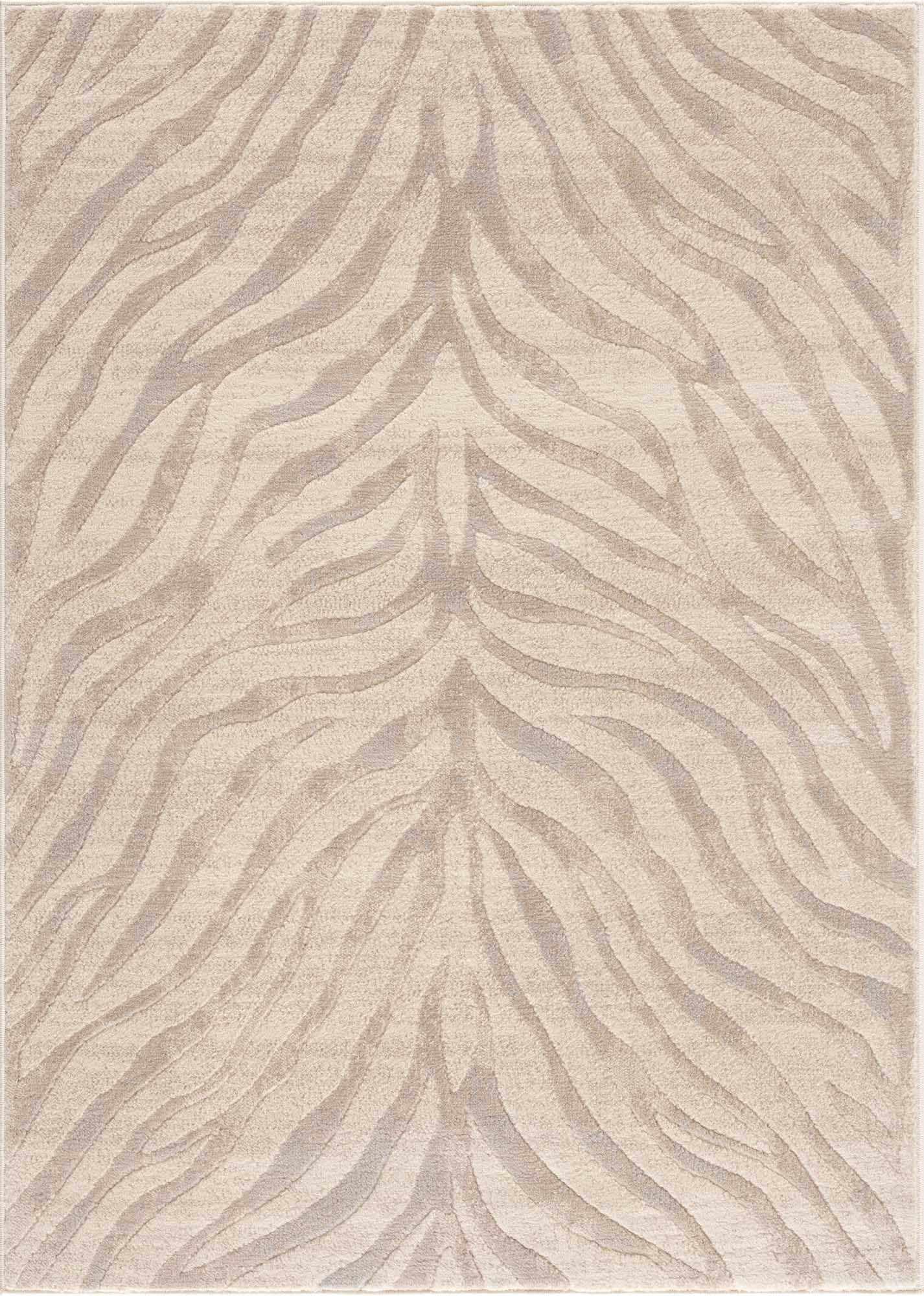 BoutiqueRugs Manteca Zebra Print Area Rug - Peach, Light Gray, Taupe - 3'11" x 5'7" 3'11" x 5'7" (Rectangular) Beige, Light Gray, Taupe / Manteca