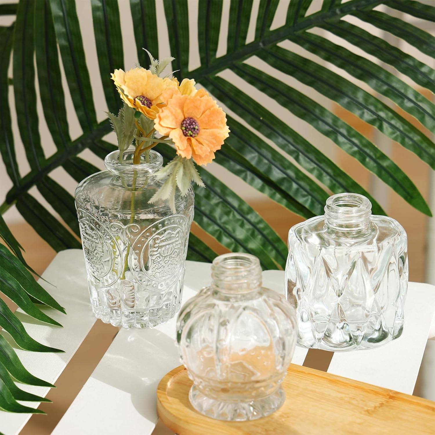 36pcs Glass Bud Vase Bulk Set, Clear Small Glass Vases for Flowers, Vintage Flower Vases in Bulk for Centerpieces, Wedding Decorations,Table Decor