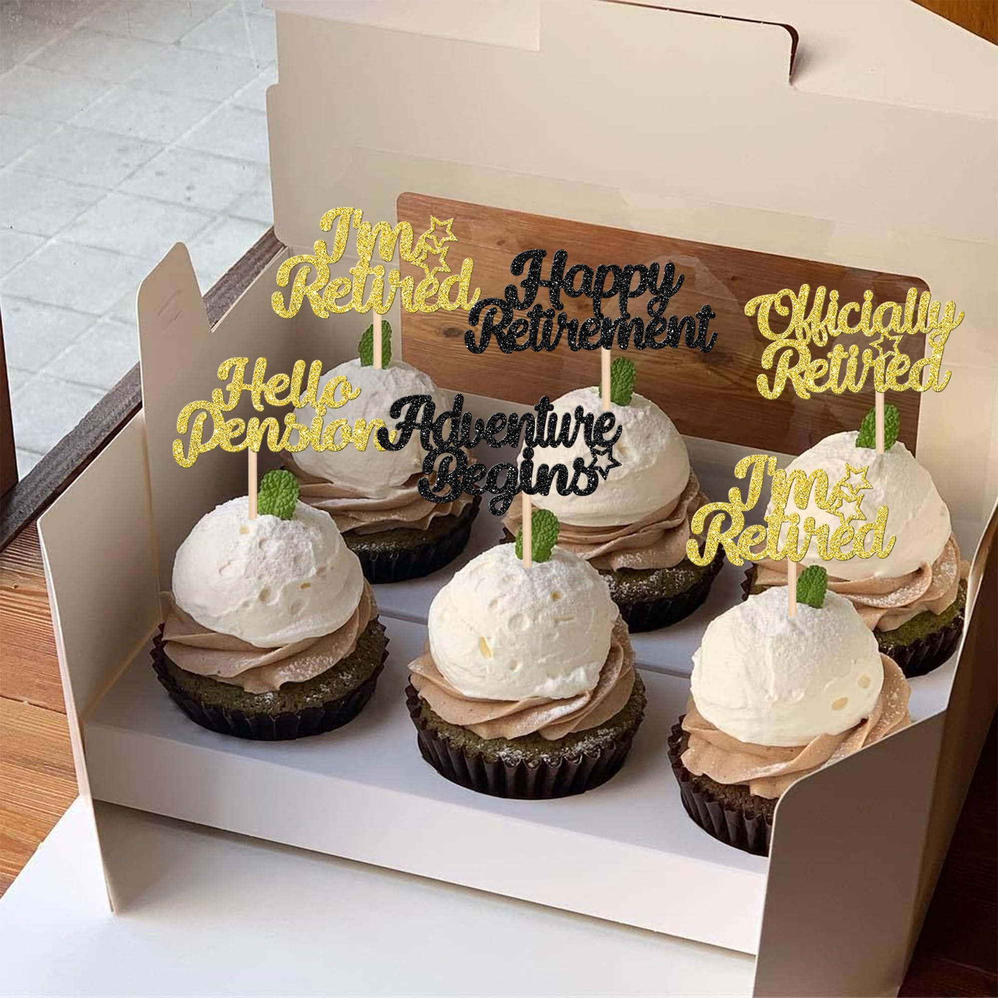 30 Piezas De Decoración Para Cupcakes Happy Retirement Con Purpurina Hello Pensian Oficialmente Retirado Para Cupcakes