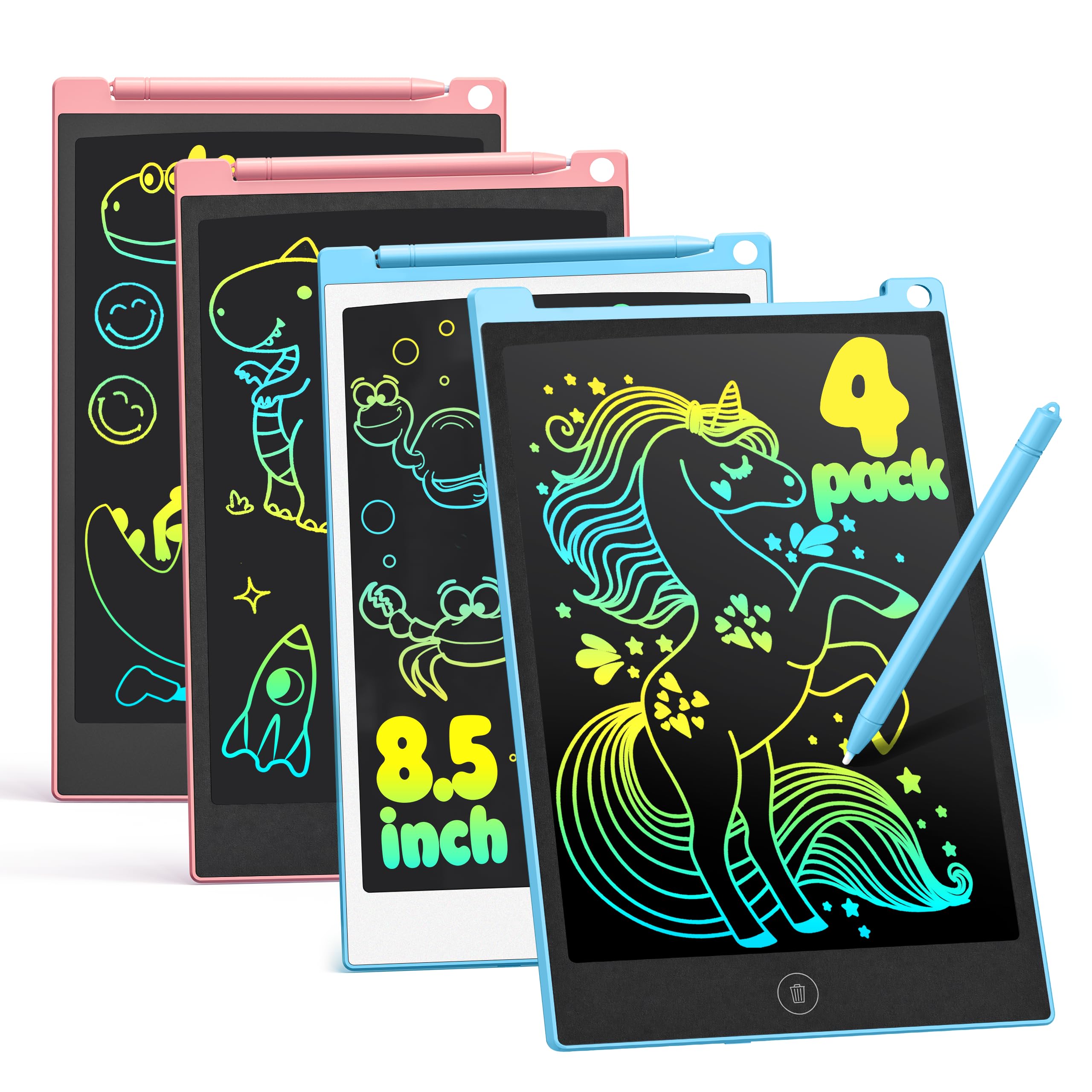 TECJOE 4 Pack LCD Writing Tablet for Kids, 8.5 Inch Toddlers Drawing Tablet