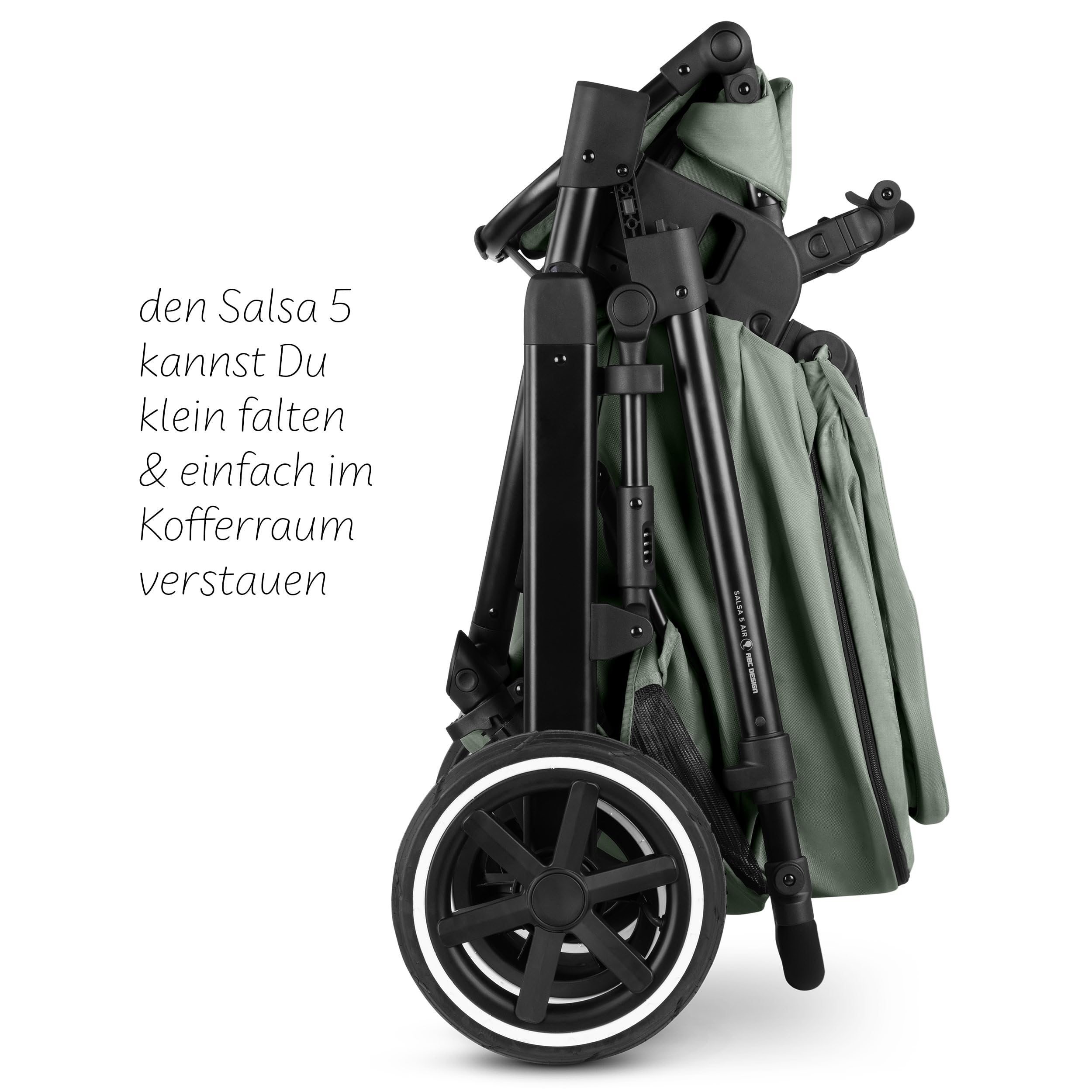 ABC Design Kinderwagen Salsa 5 Air Pine - 2in1 Kombi-Kinderwagen ab Geburt mit Luftreifen, Federung & großer Babywanne