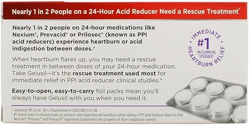 Miniatura 4 de Gelusil Tabletas antiácidos y antigases para aliviar la acidez estomacal, el reflujo ácido, la hinchazón y los gases, menta fresca, paquete de